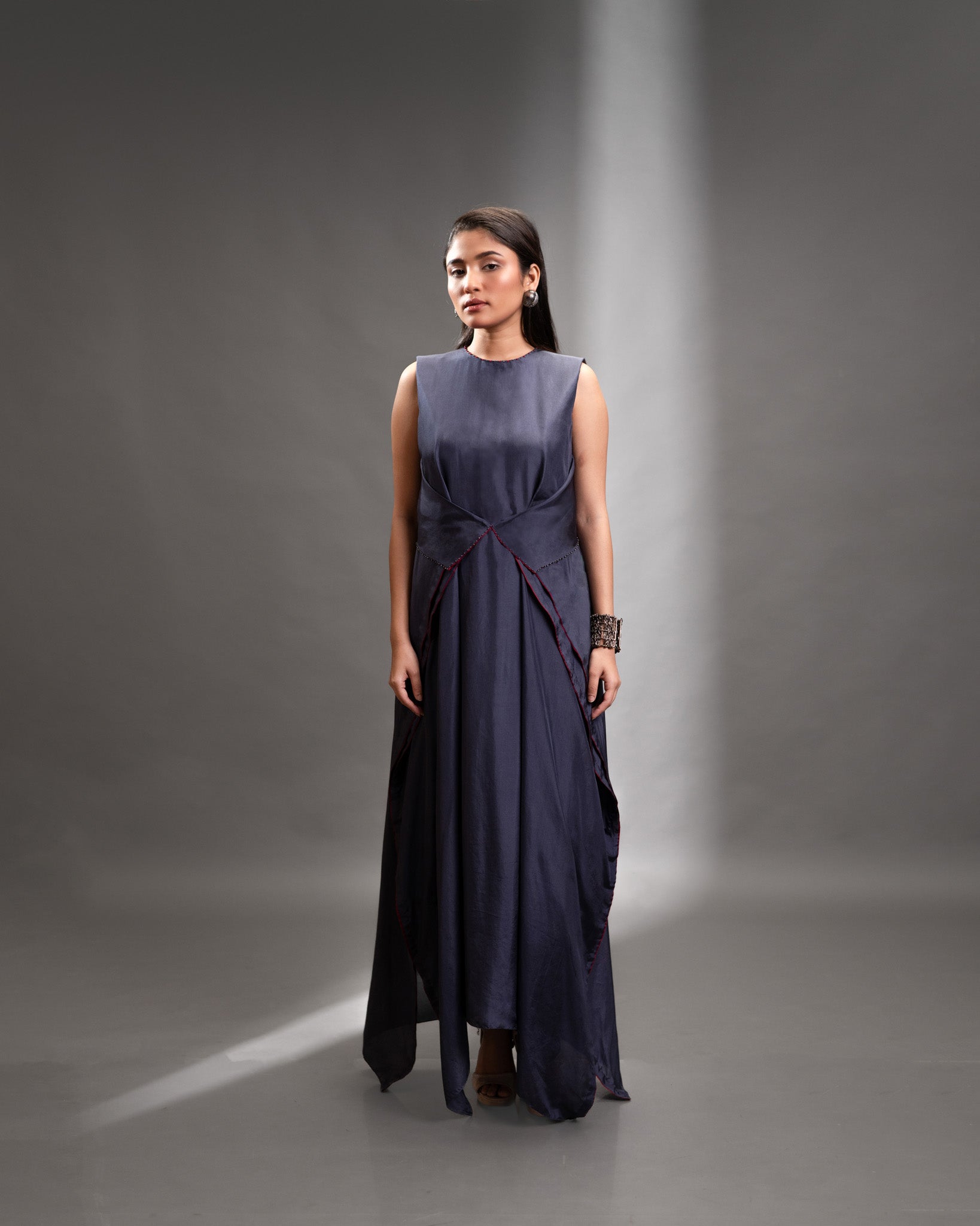 Graphite Blue Silk Dress