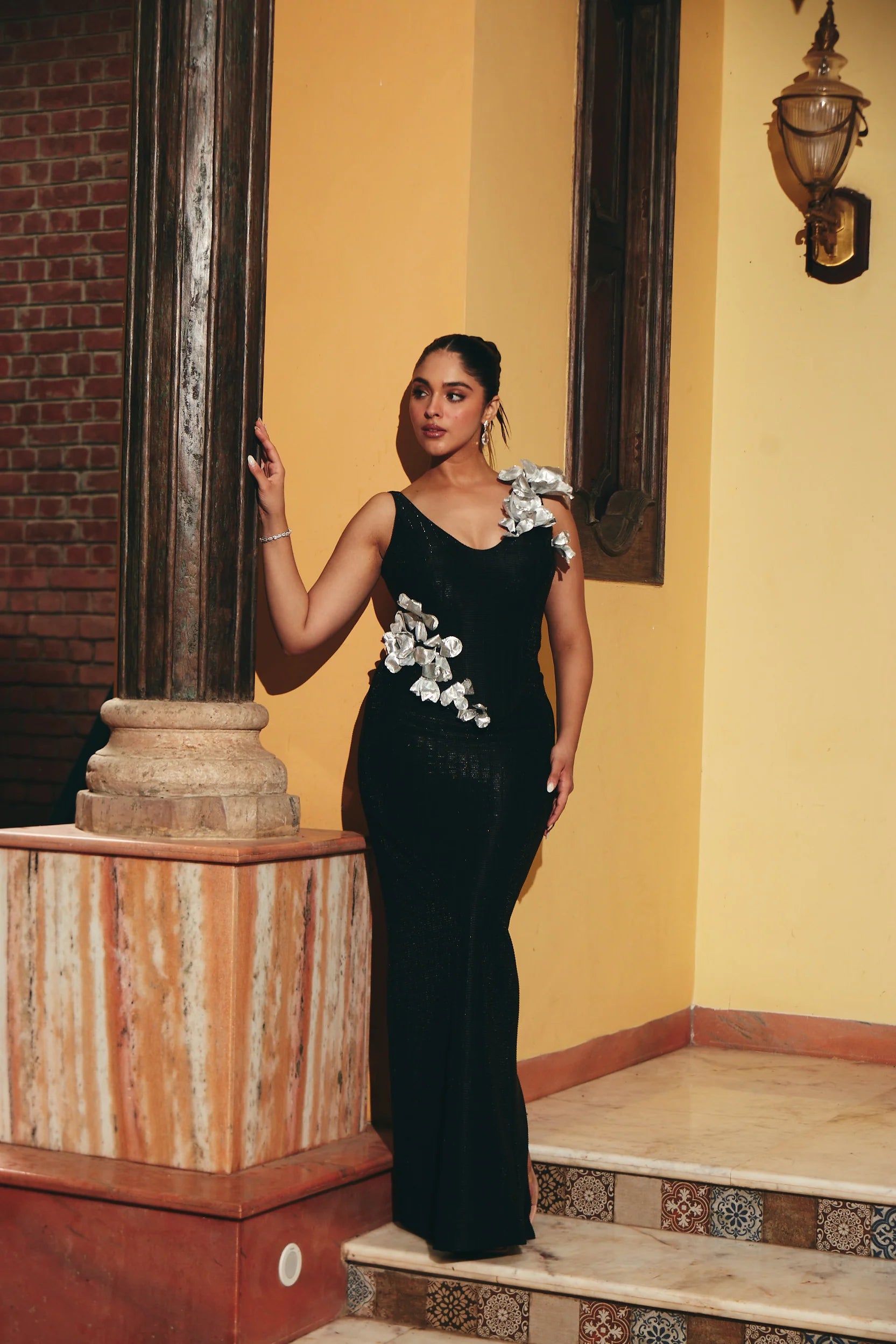 Jade Black Embellished Gown