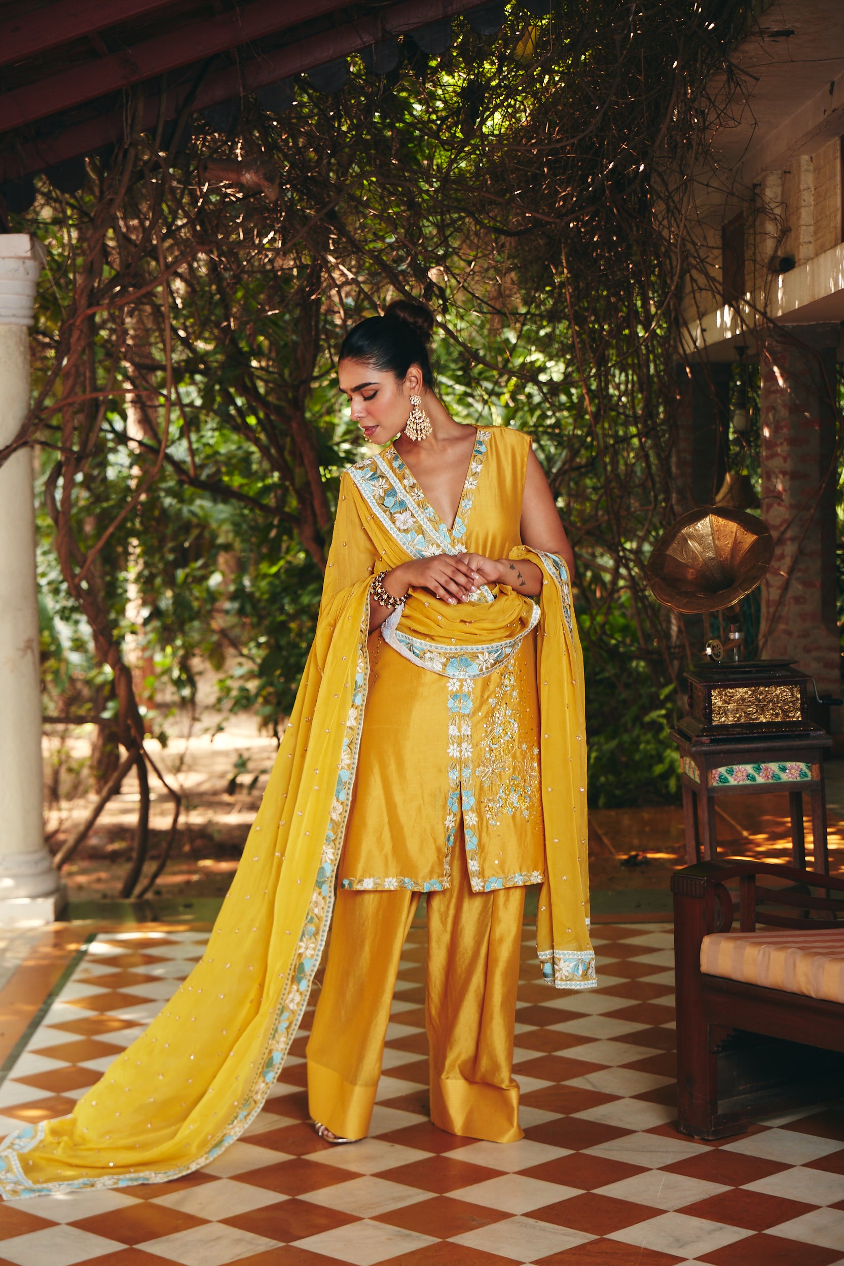 Yellow Embroidered Kurta Set