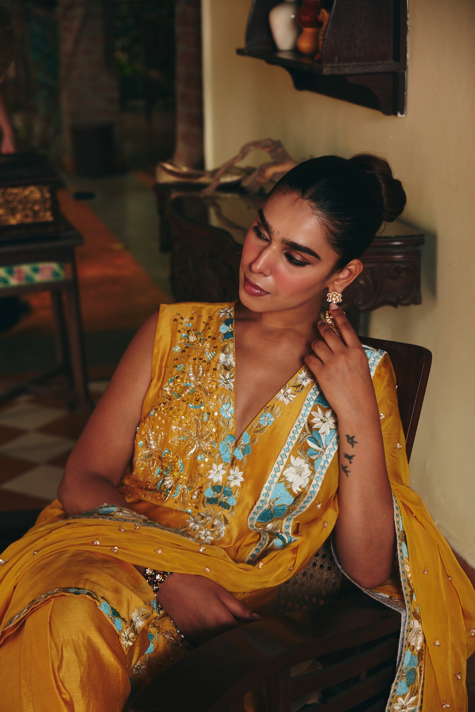 Yellow Embroidered Kurta Set