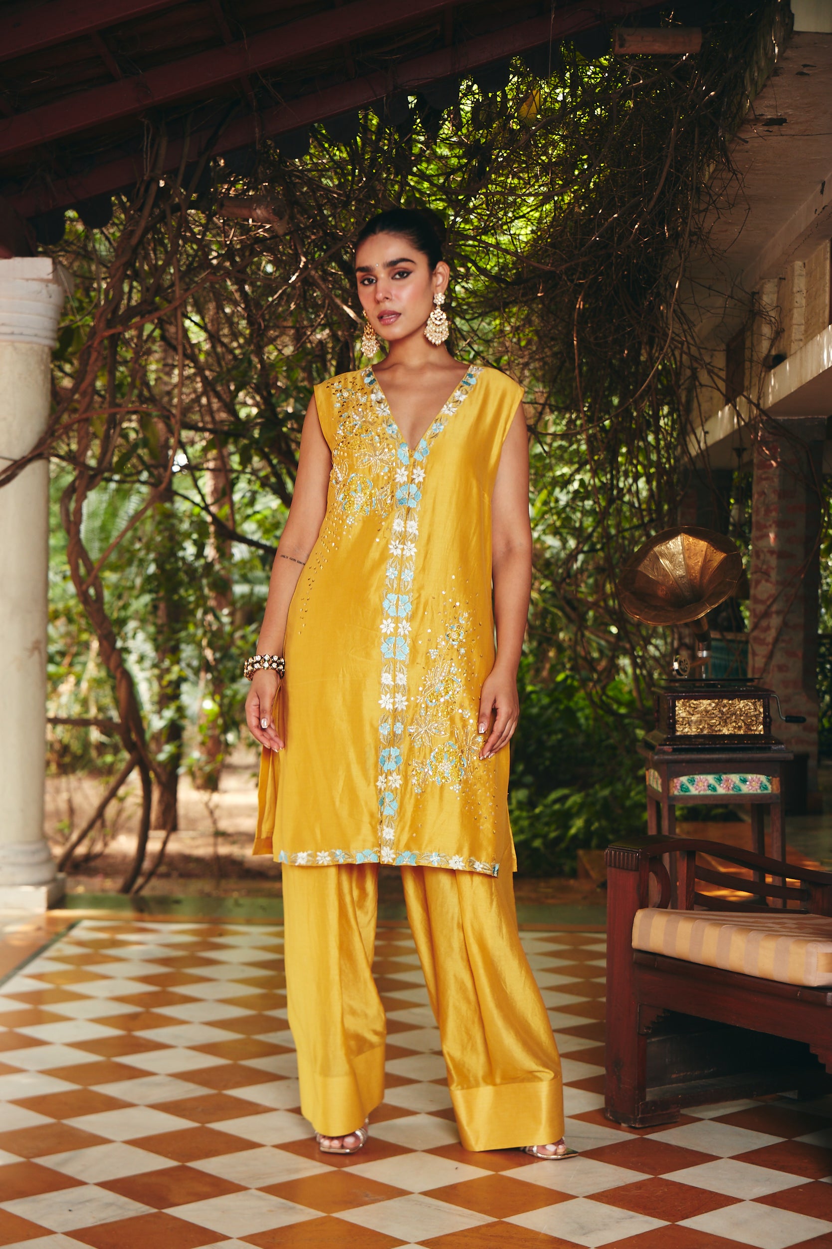 Yellow Embroidered Kurta Set