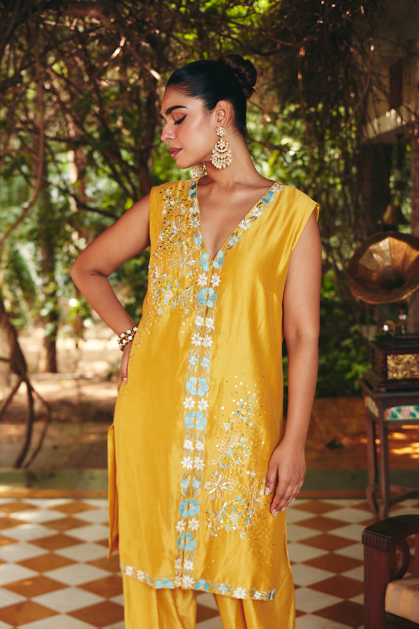 Yellow Embroidered Kurta Set