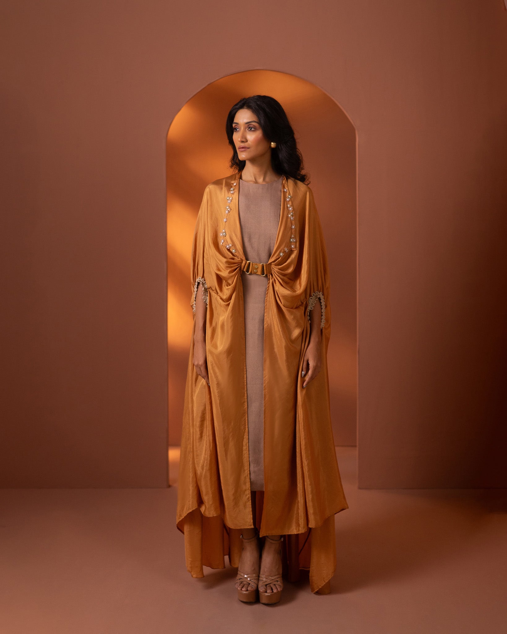 Silk Dress and Draped Jacket Set