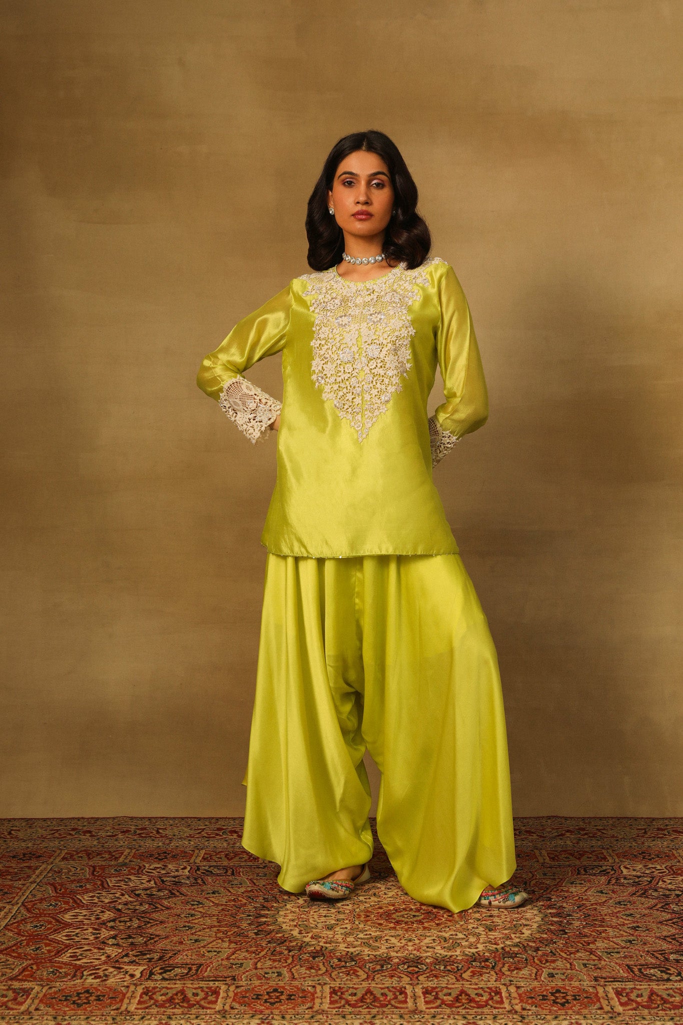 Mint Short Kurta with Harrem Pants