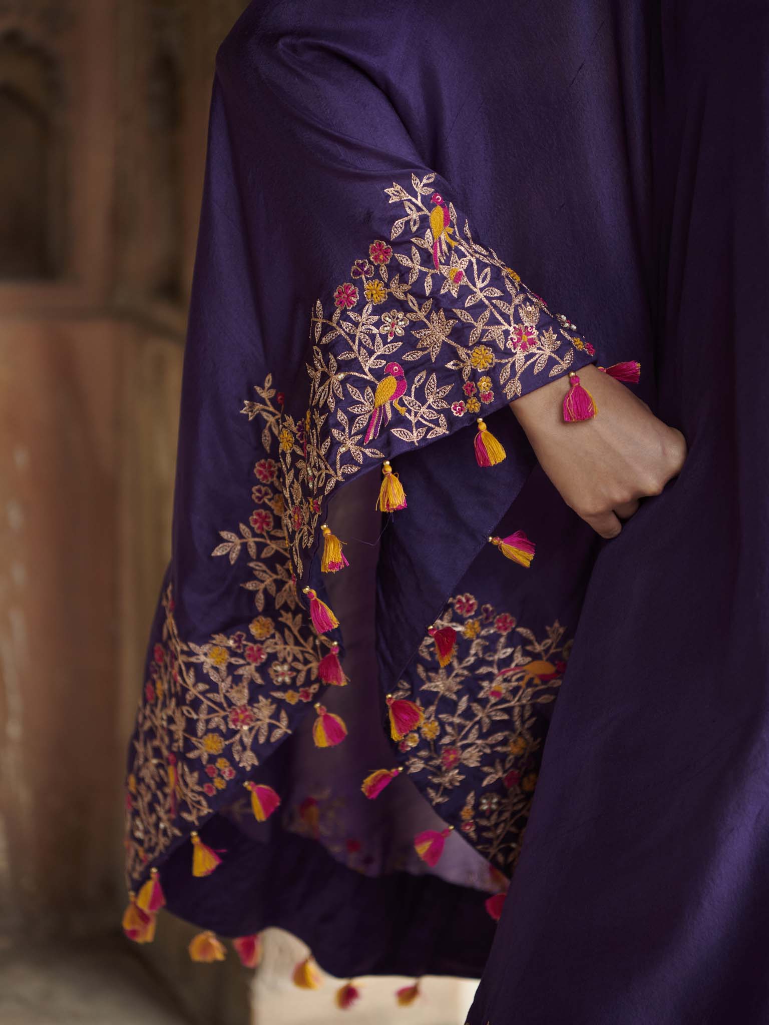 Embroidered one shoulder Sharara Set