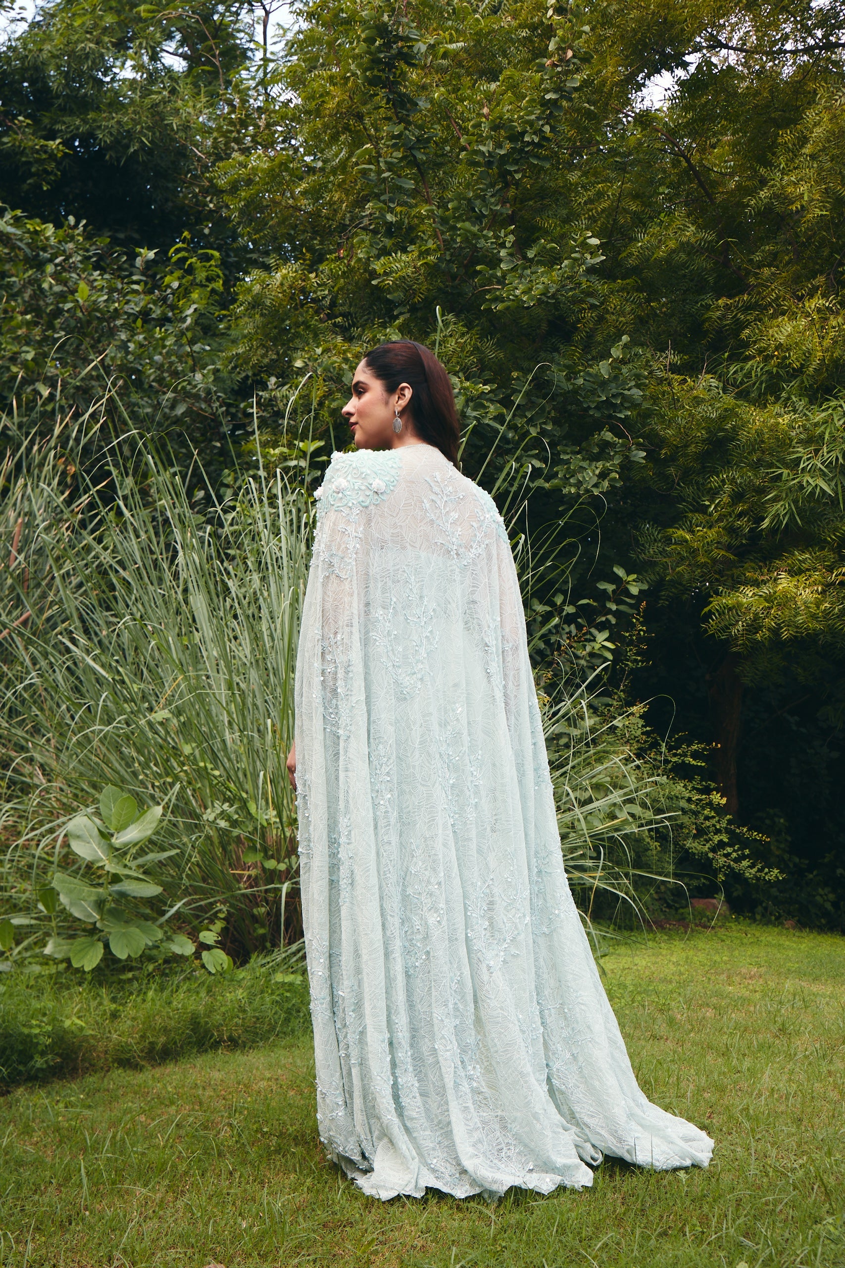 Sage Green Cape & Corset Draped Set