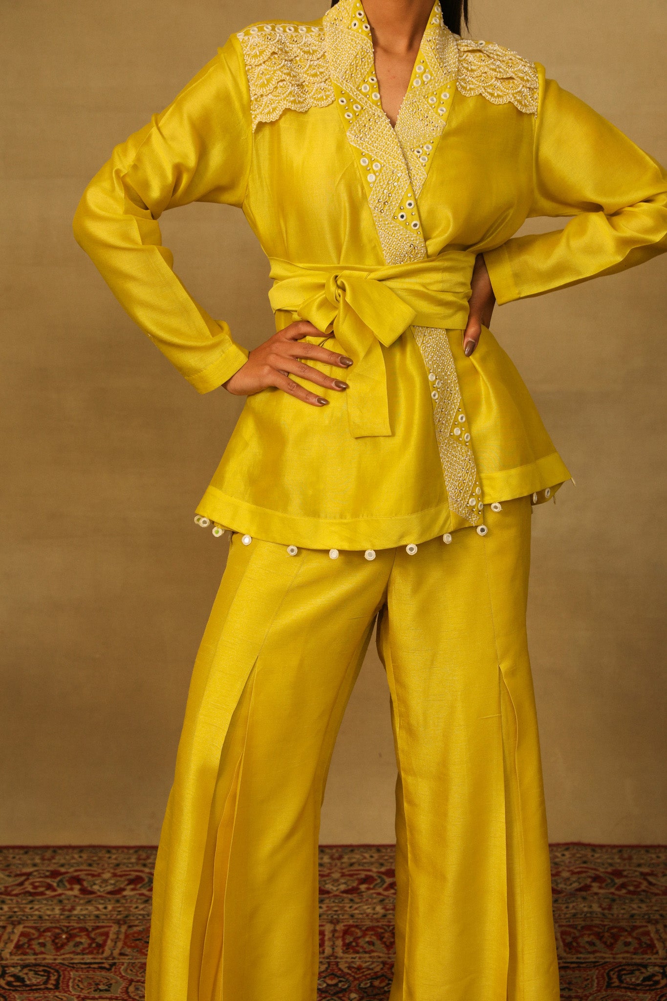 Yellow Chanderi Coord Set