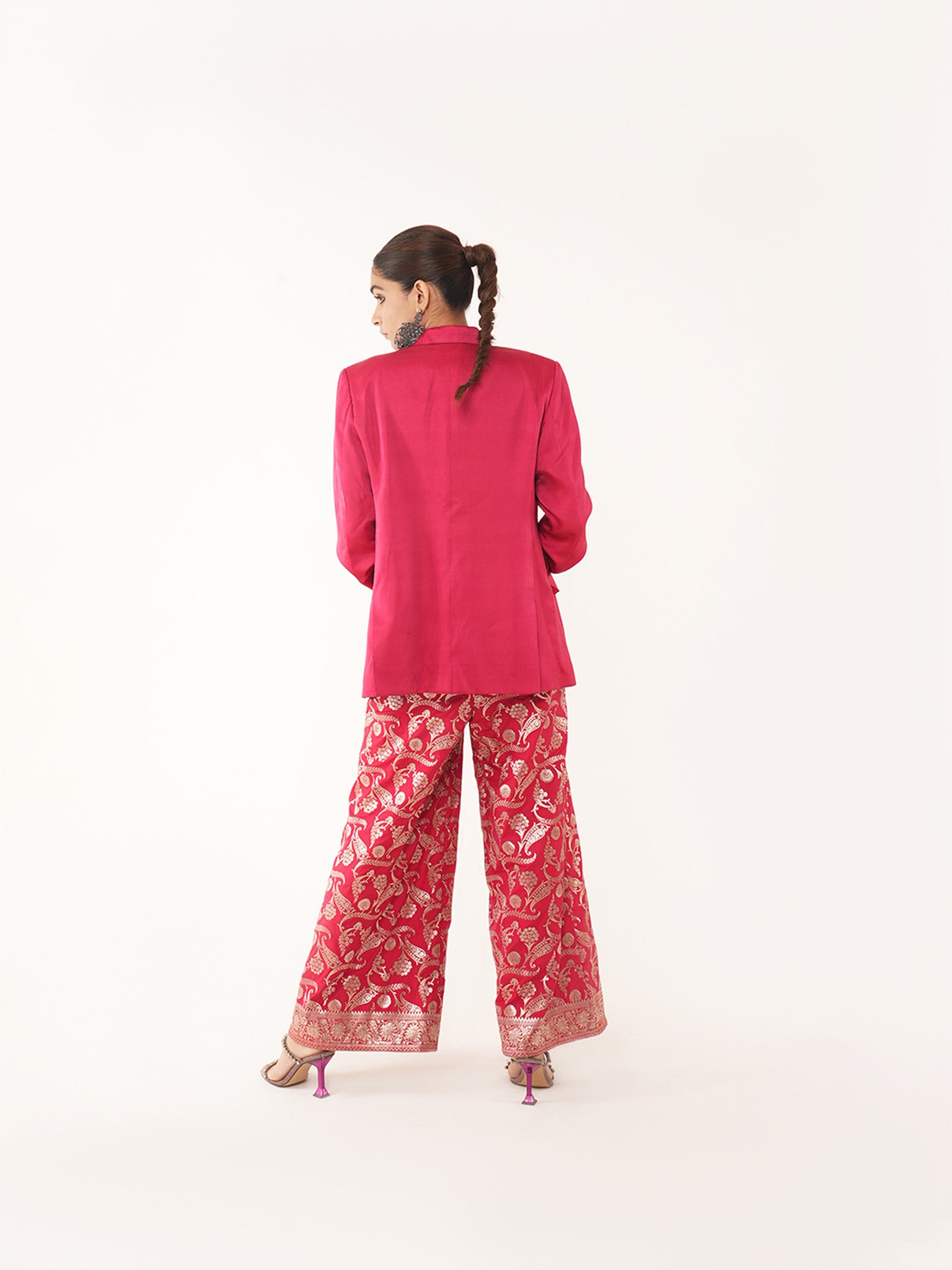 Amyra Red Silk Pant Set