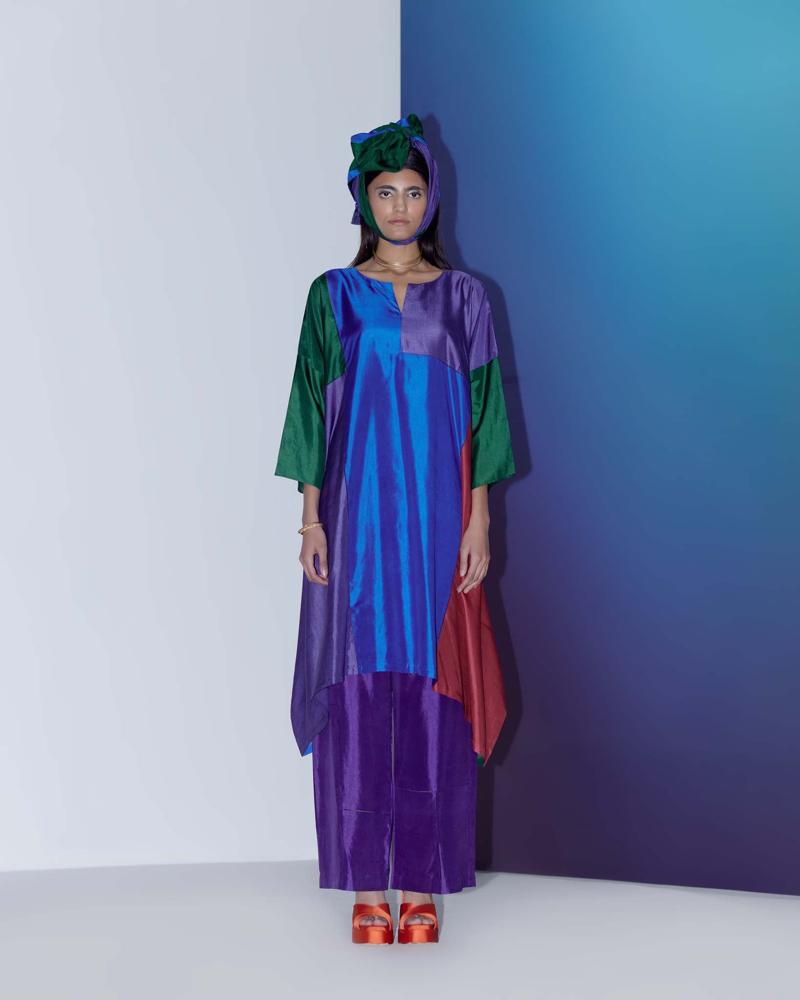 Color Block Kurta Set