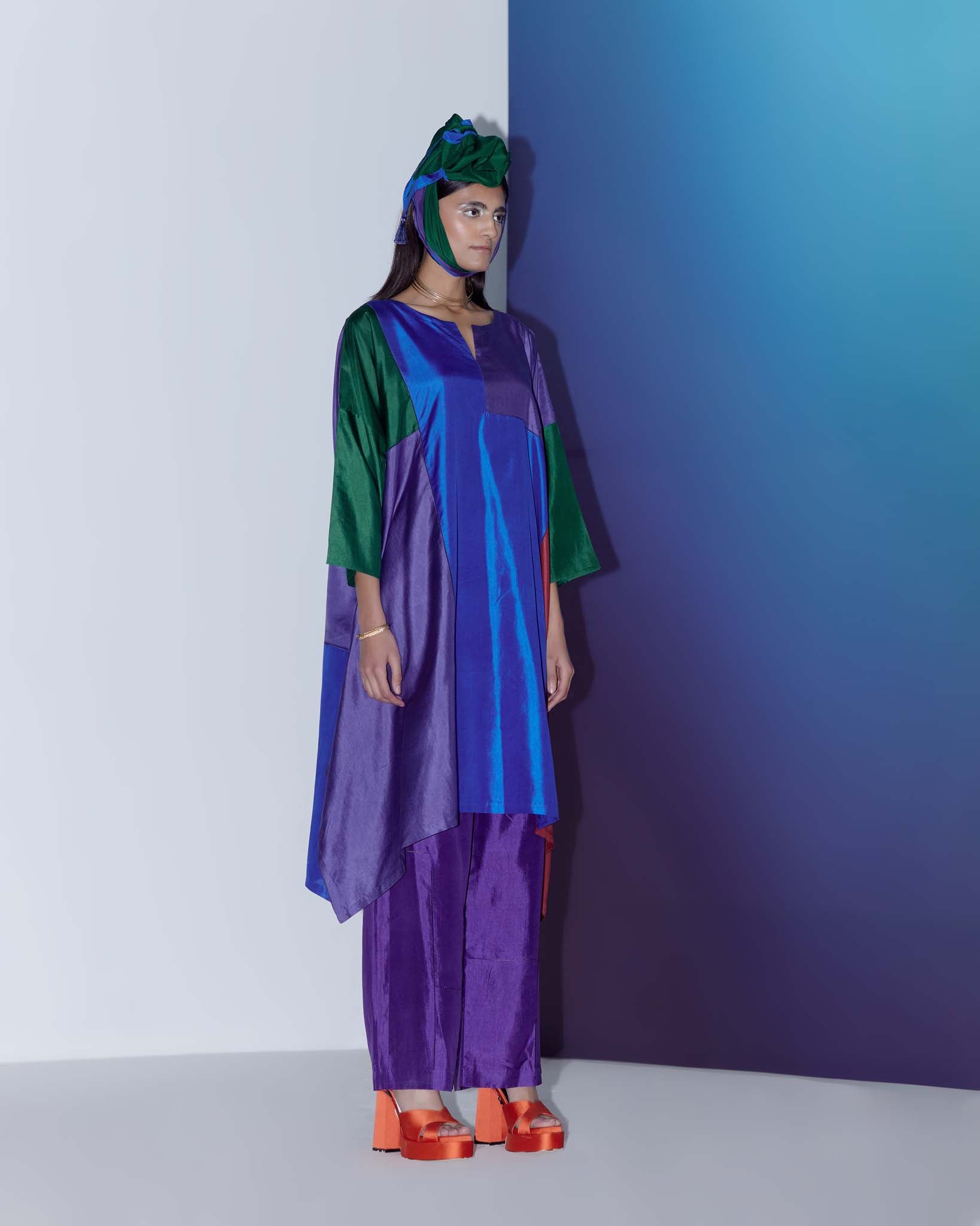 Color Block Kurta Set