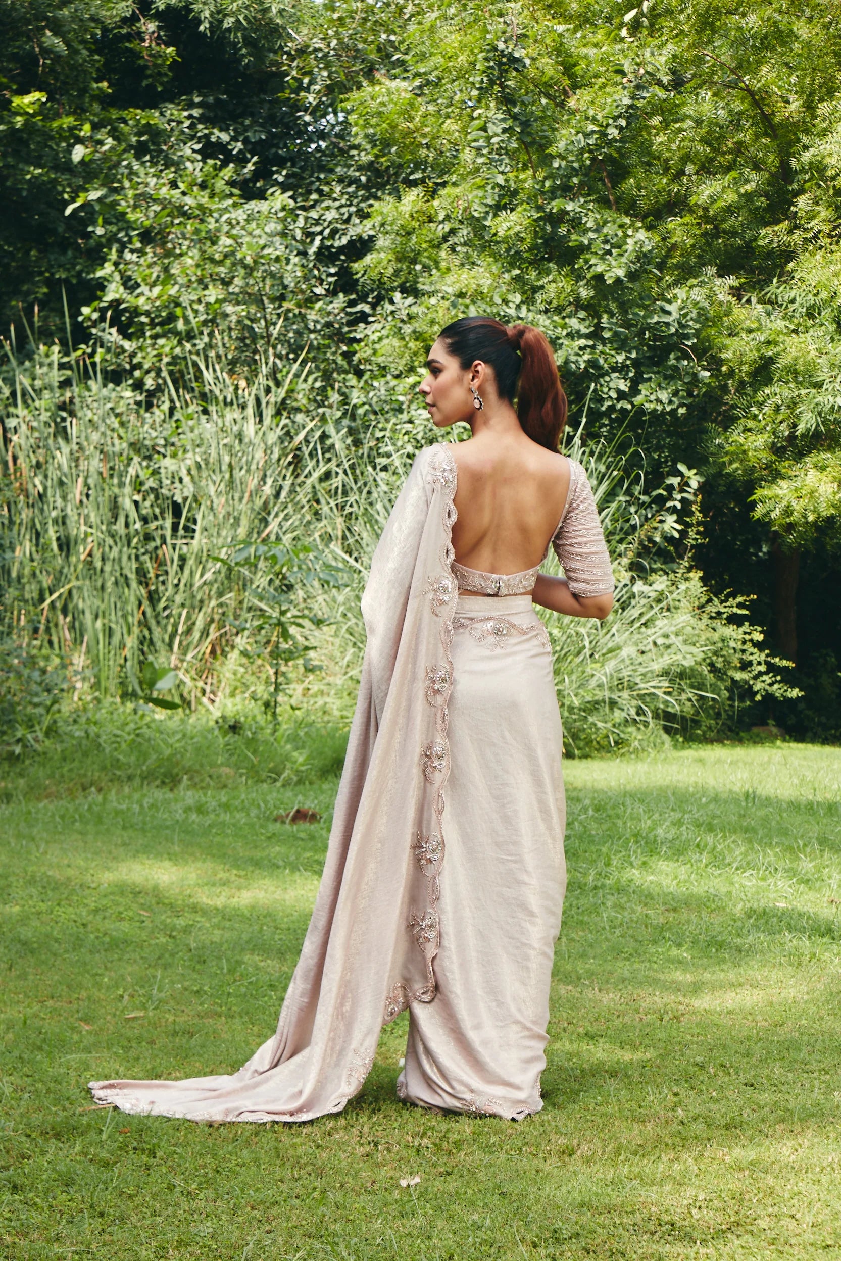 Blush Peach Predraped Saree