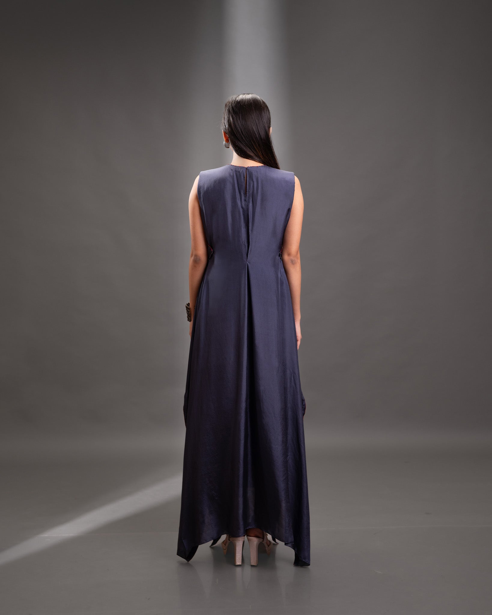 Graphite Blue Silk Dress