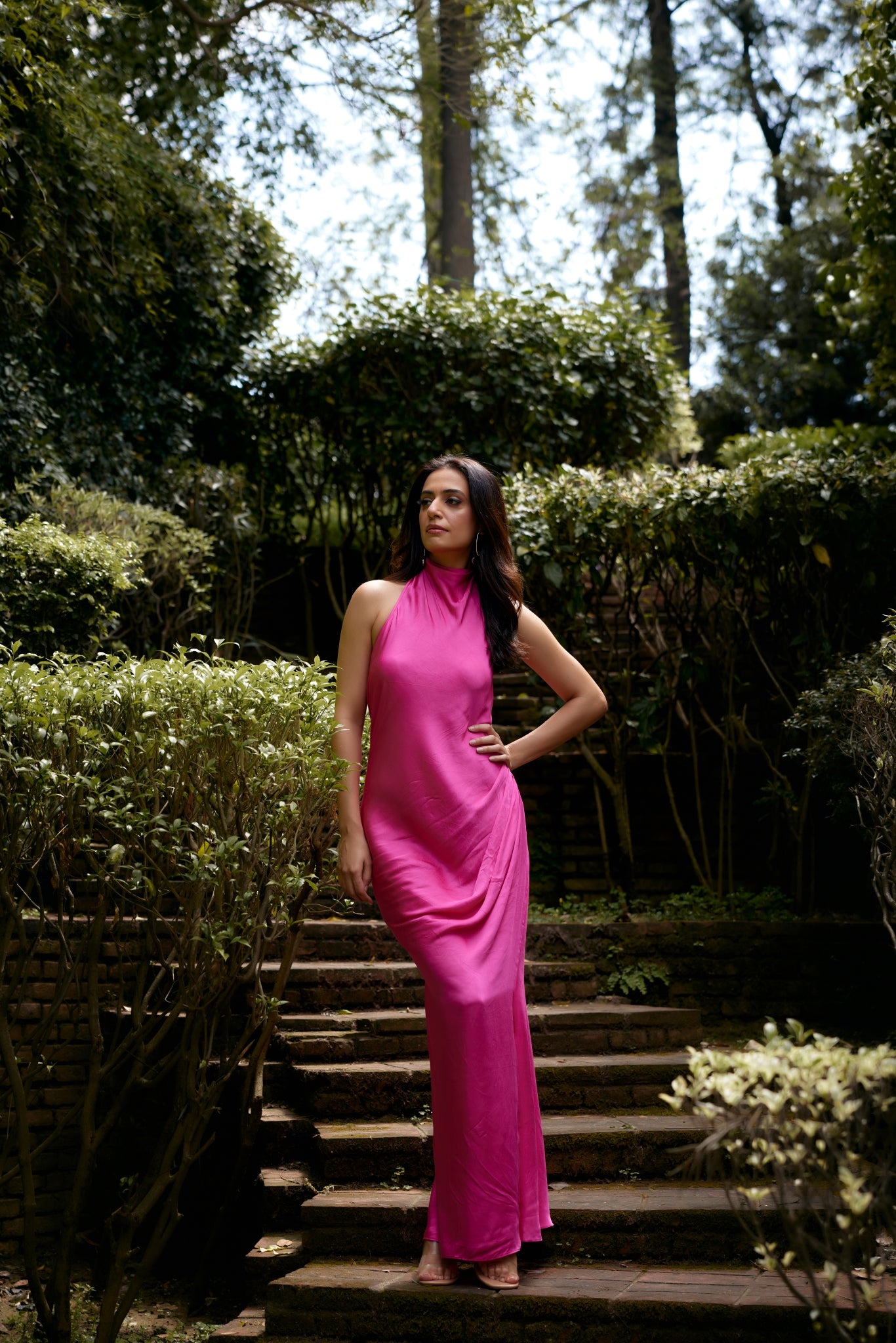 Hot Pink Halter Dress