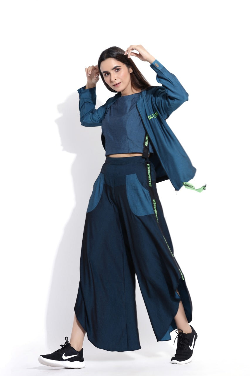 Disconnected Flare pants and crop top set