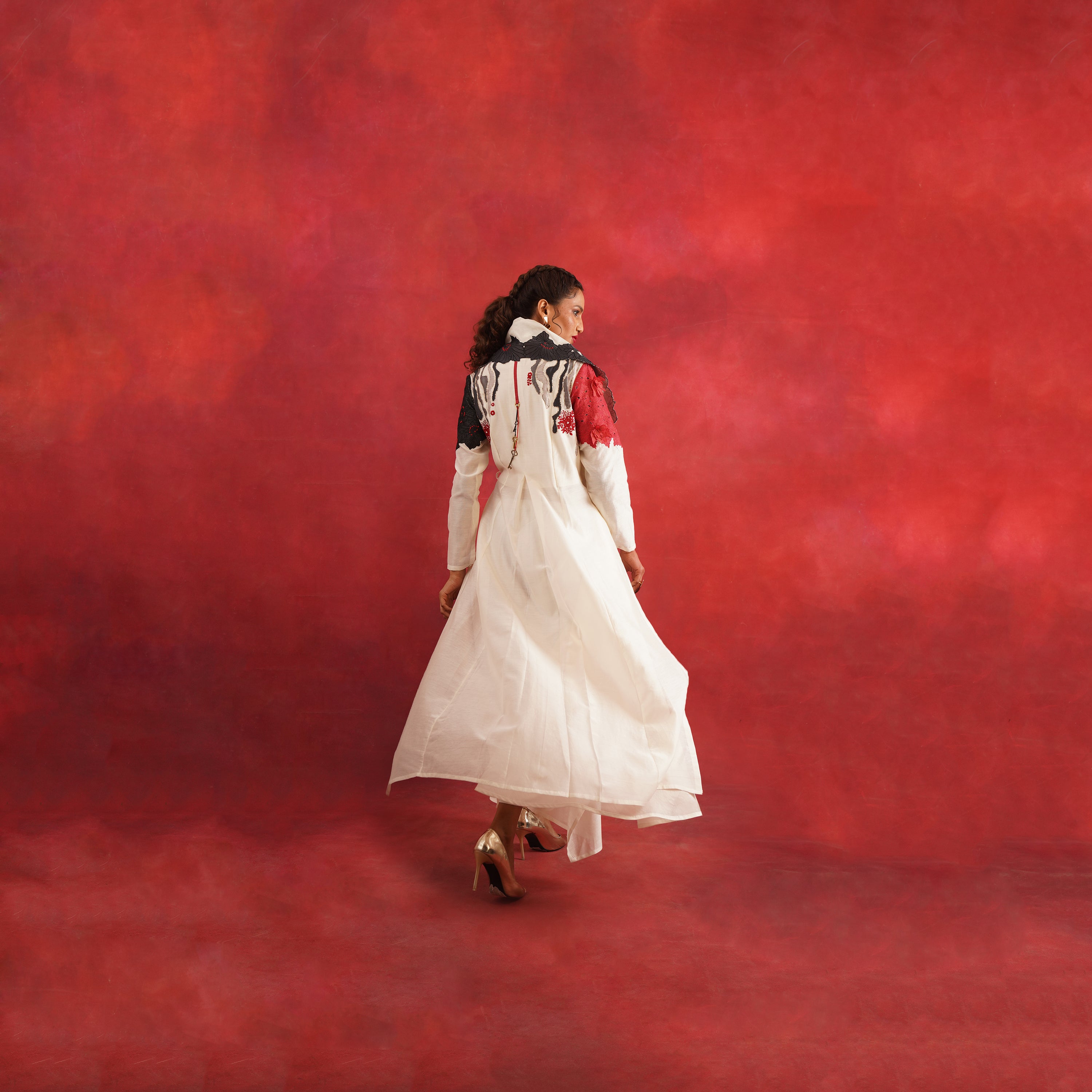 Draped Collar Angrakha with Pants