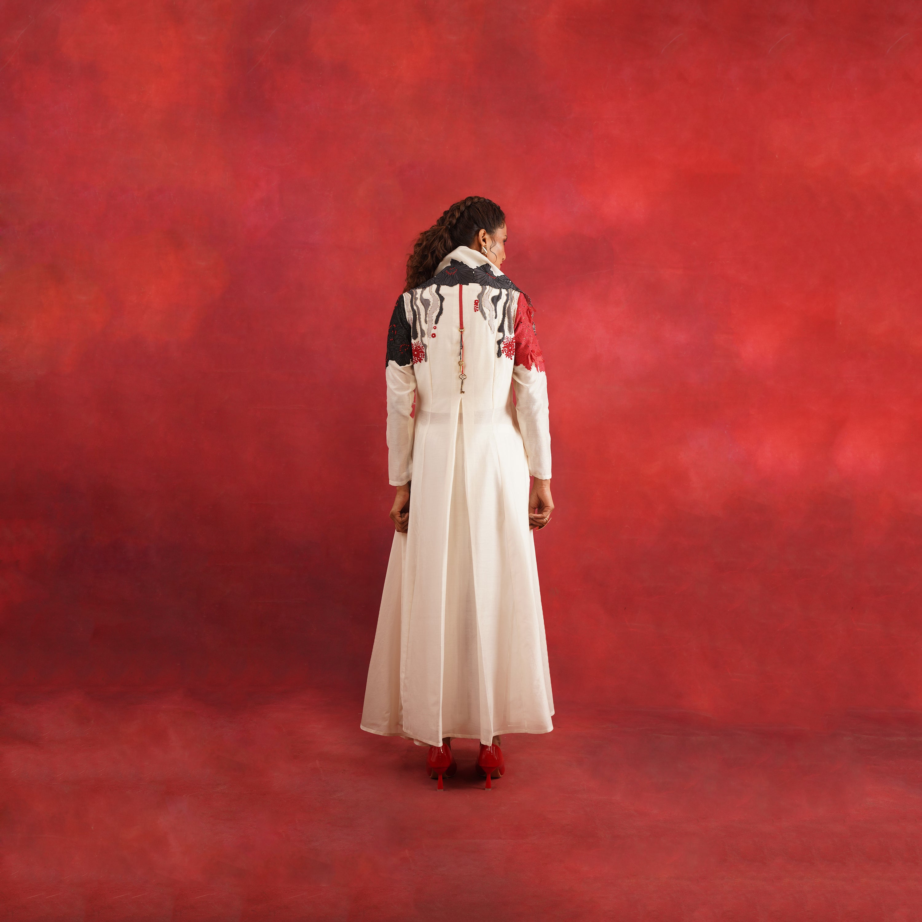 Draped Collar Angrakha with Pants