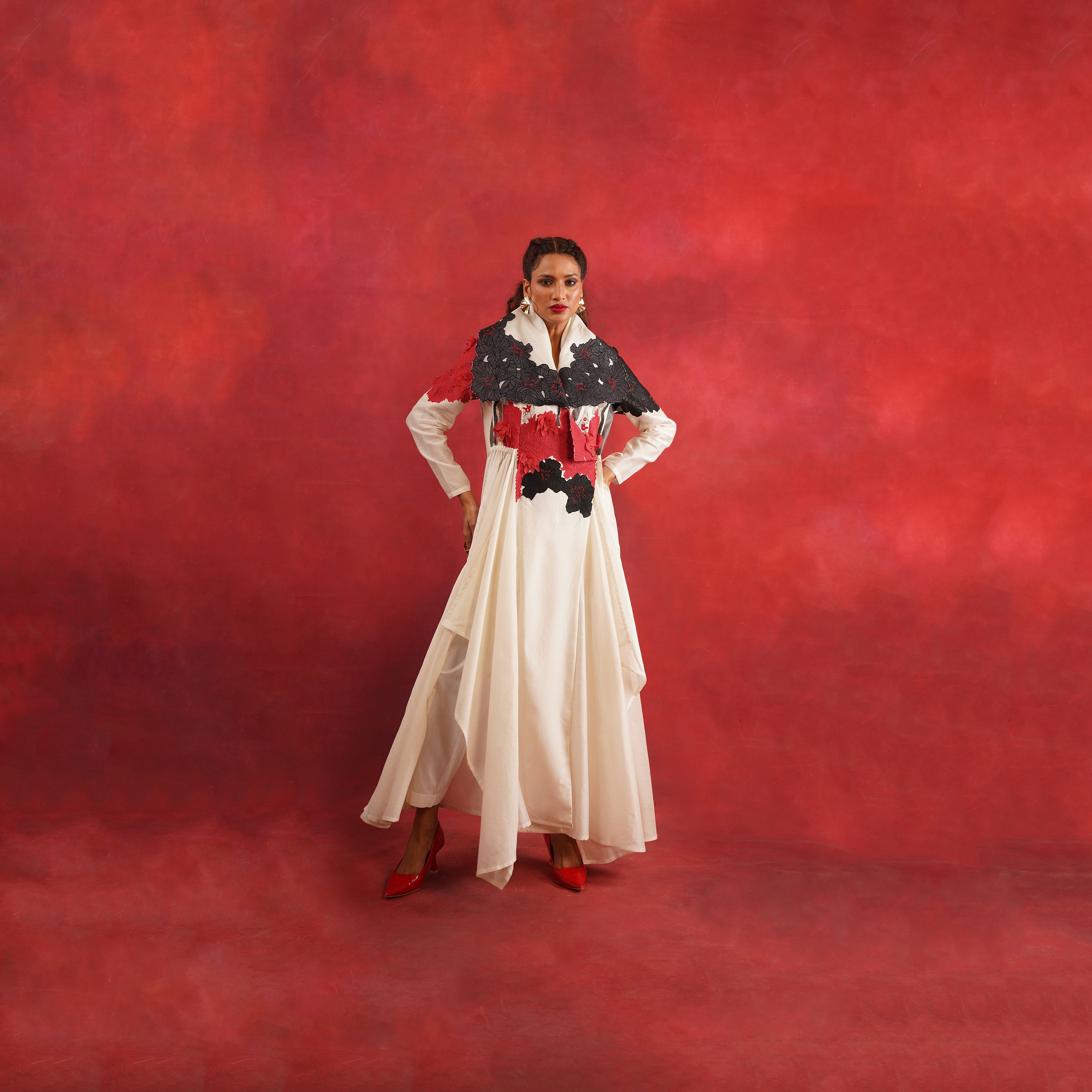 Draped Collar Angrakha with Pants