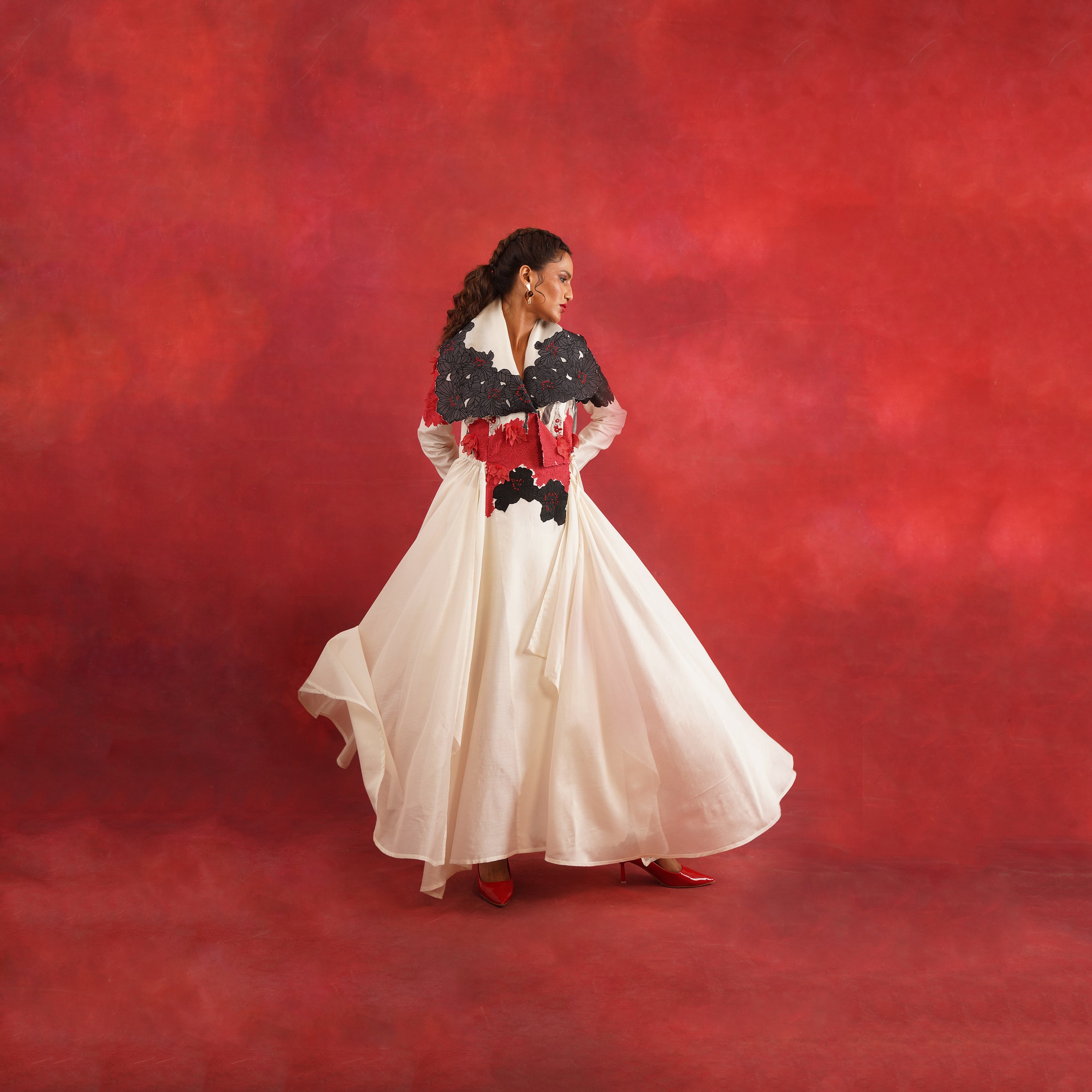 Draped Collar Angrakha with Pants