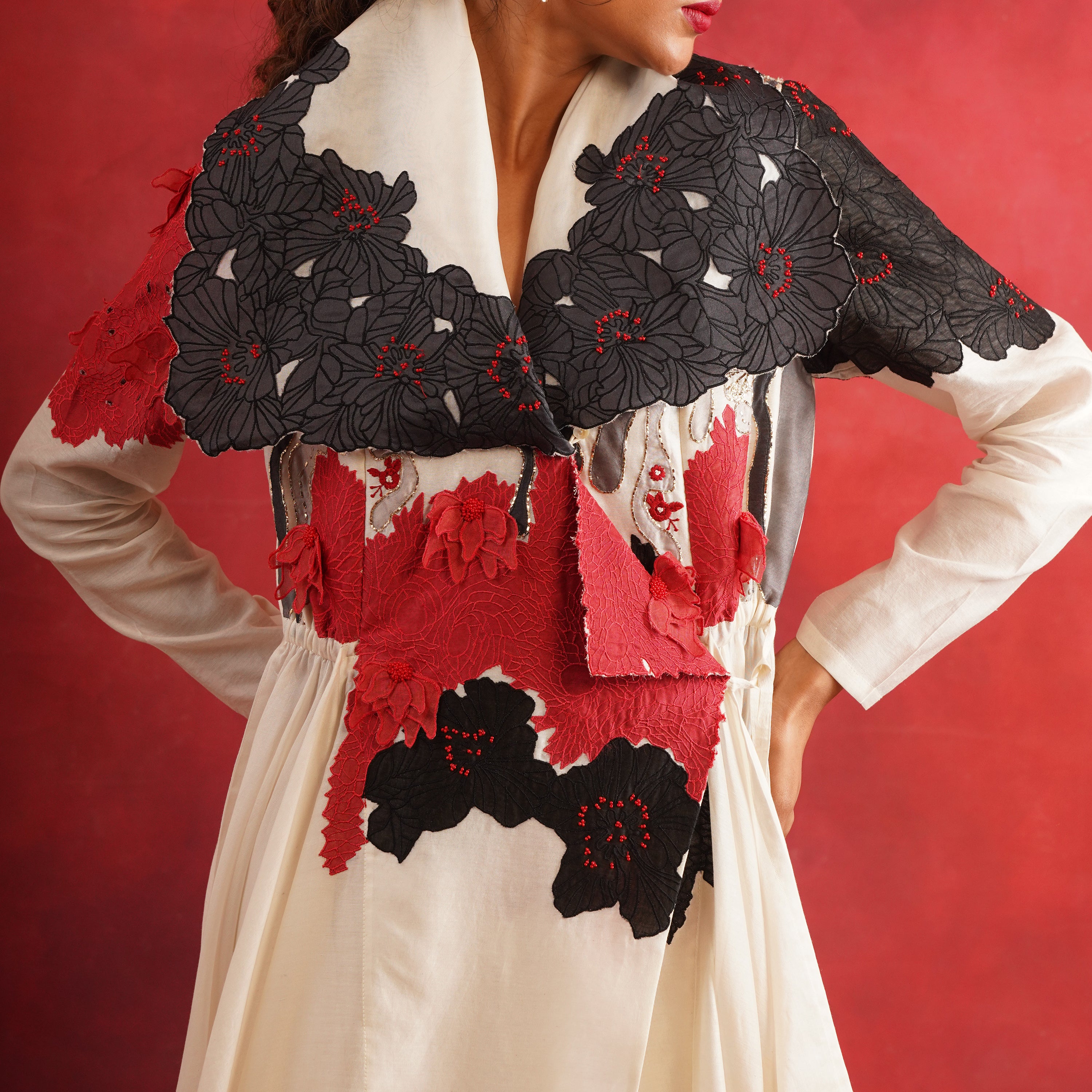 Draped Collar Angrakha with Pants