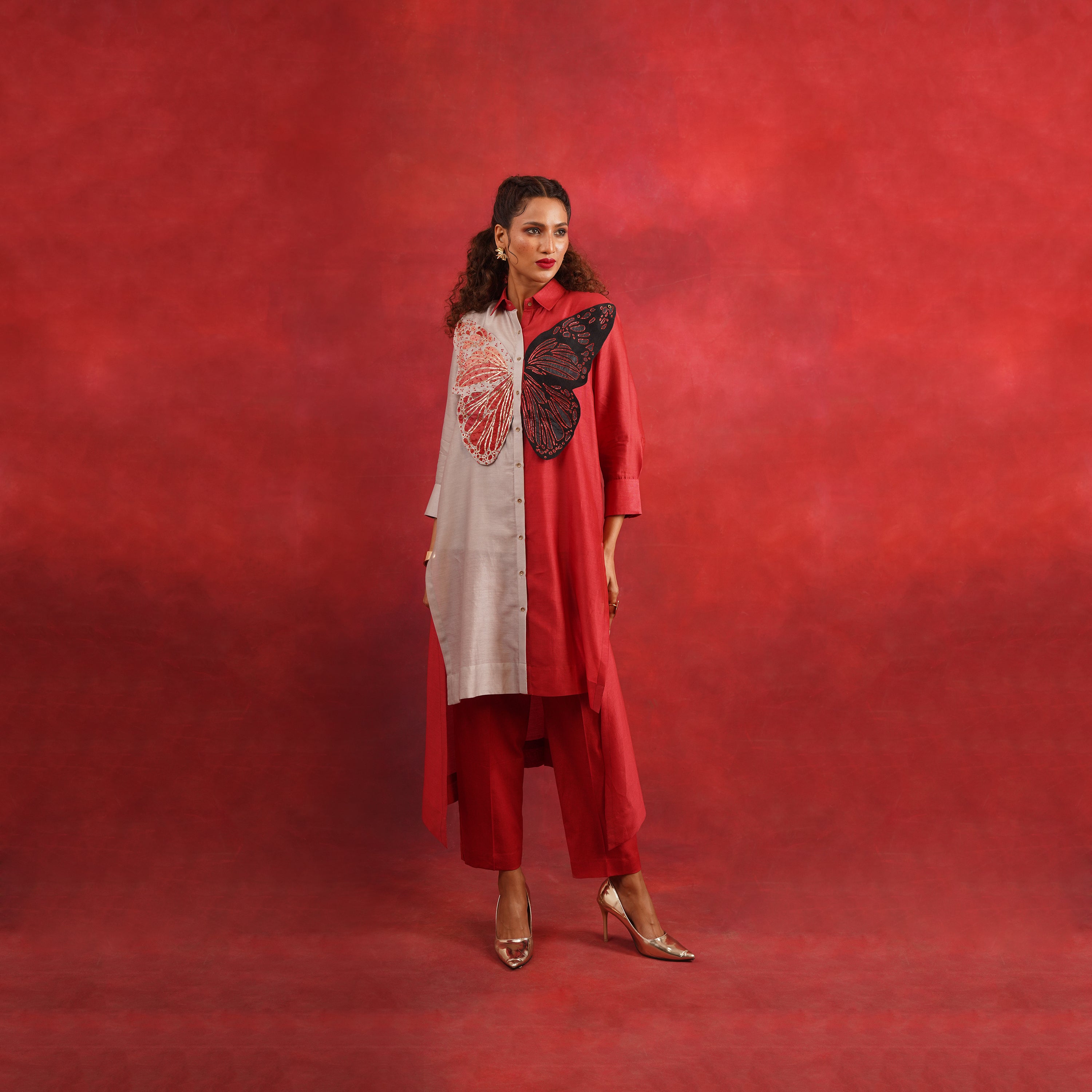 Butterfly EMB Color Blocked Co-ord Set