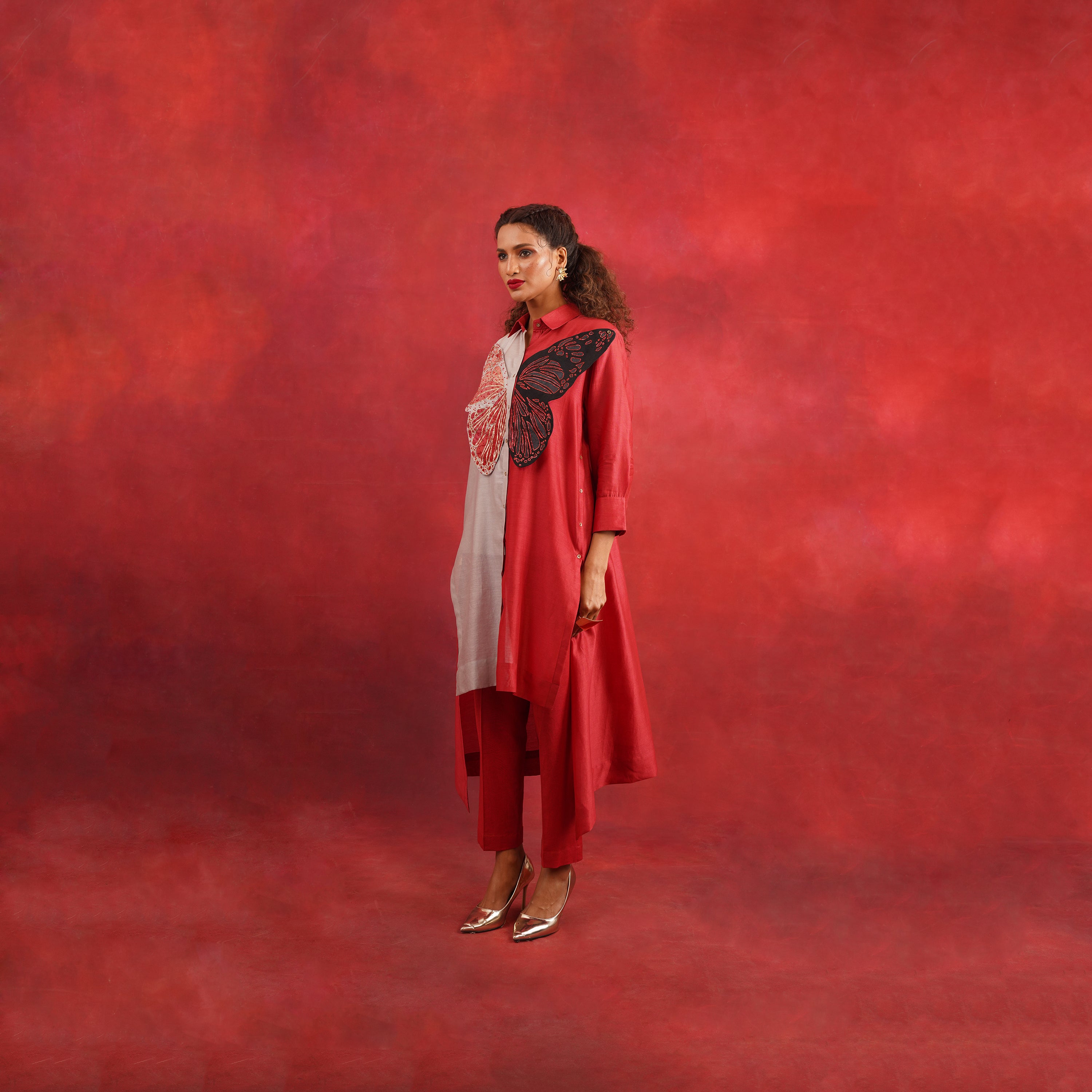 Butterfly EMB Color Blocked Co-ord Set