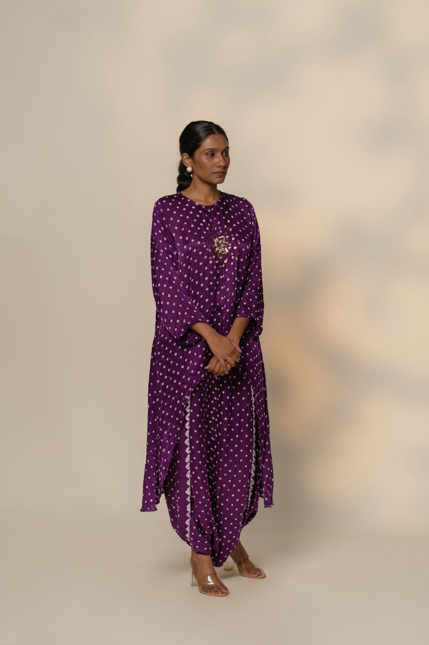 Asymmetrical Overlap Dhoti Set