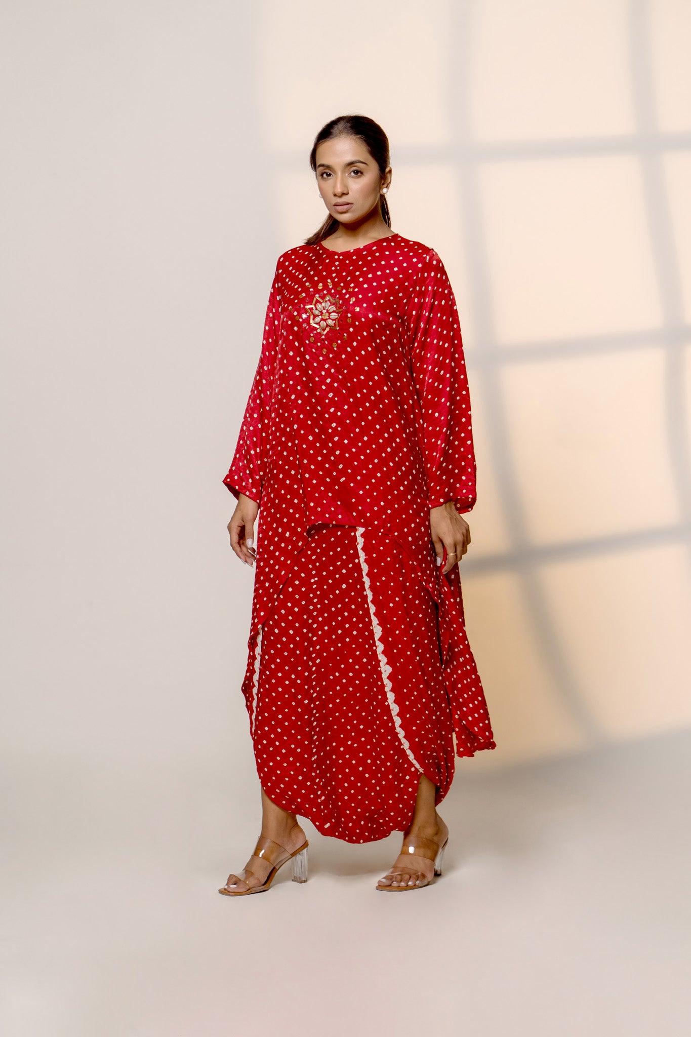 Asymmetrical Overlap Dhoti Set