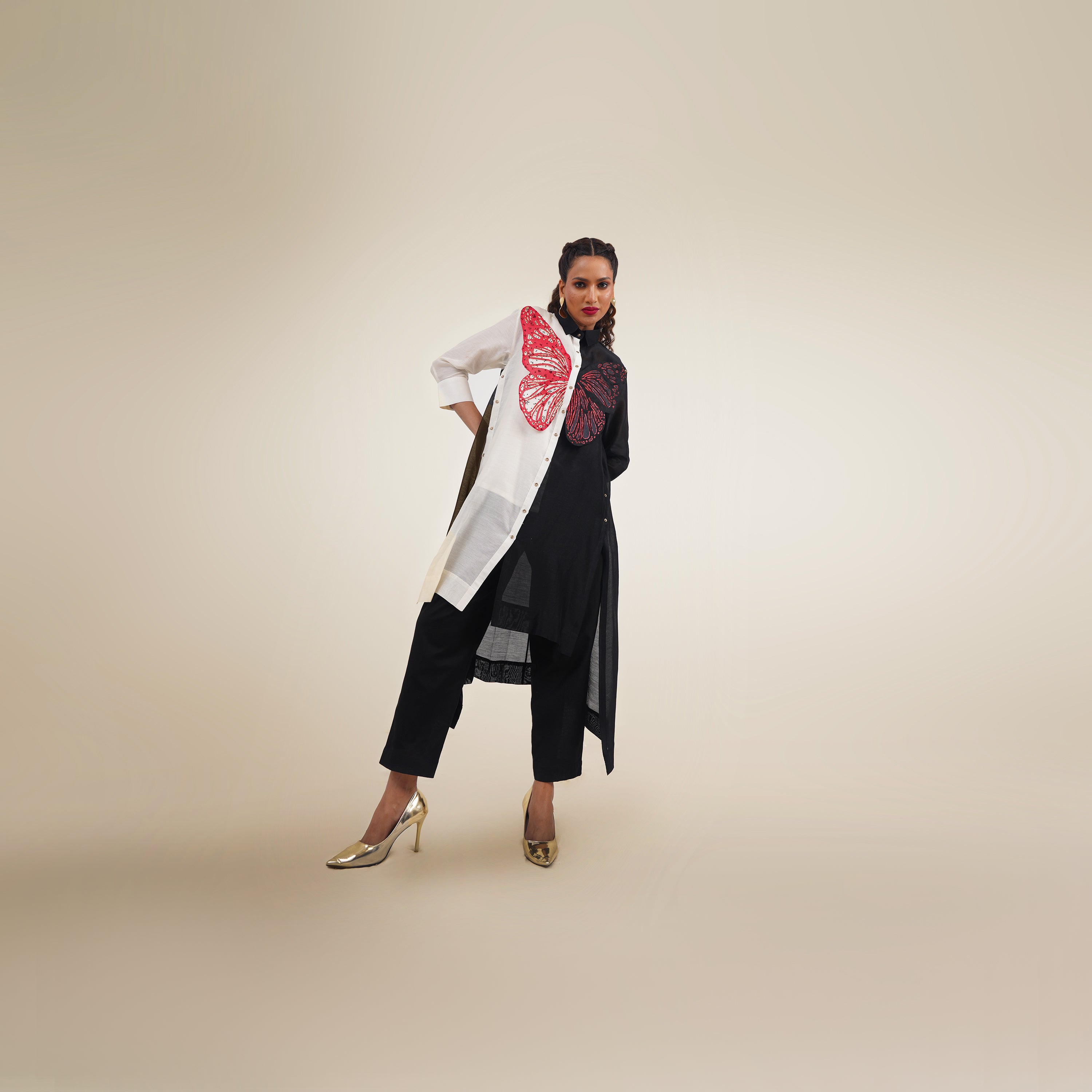 Butterfly EMB Color Blocked Co-ord Set