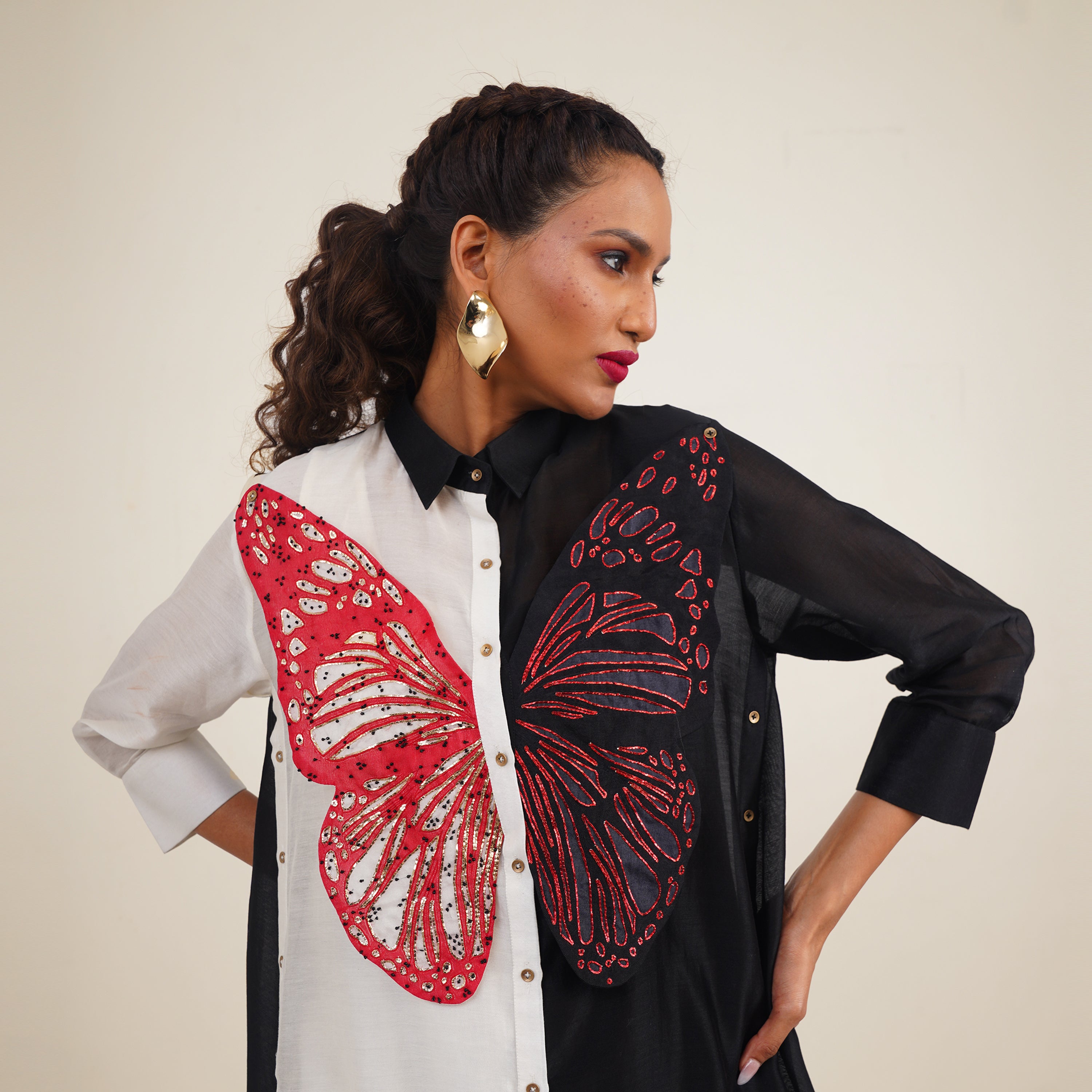 Butterfly EMB Color Blocked Co-ord Set