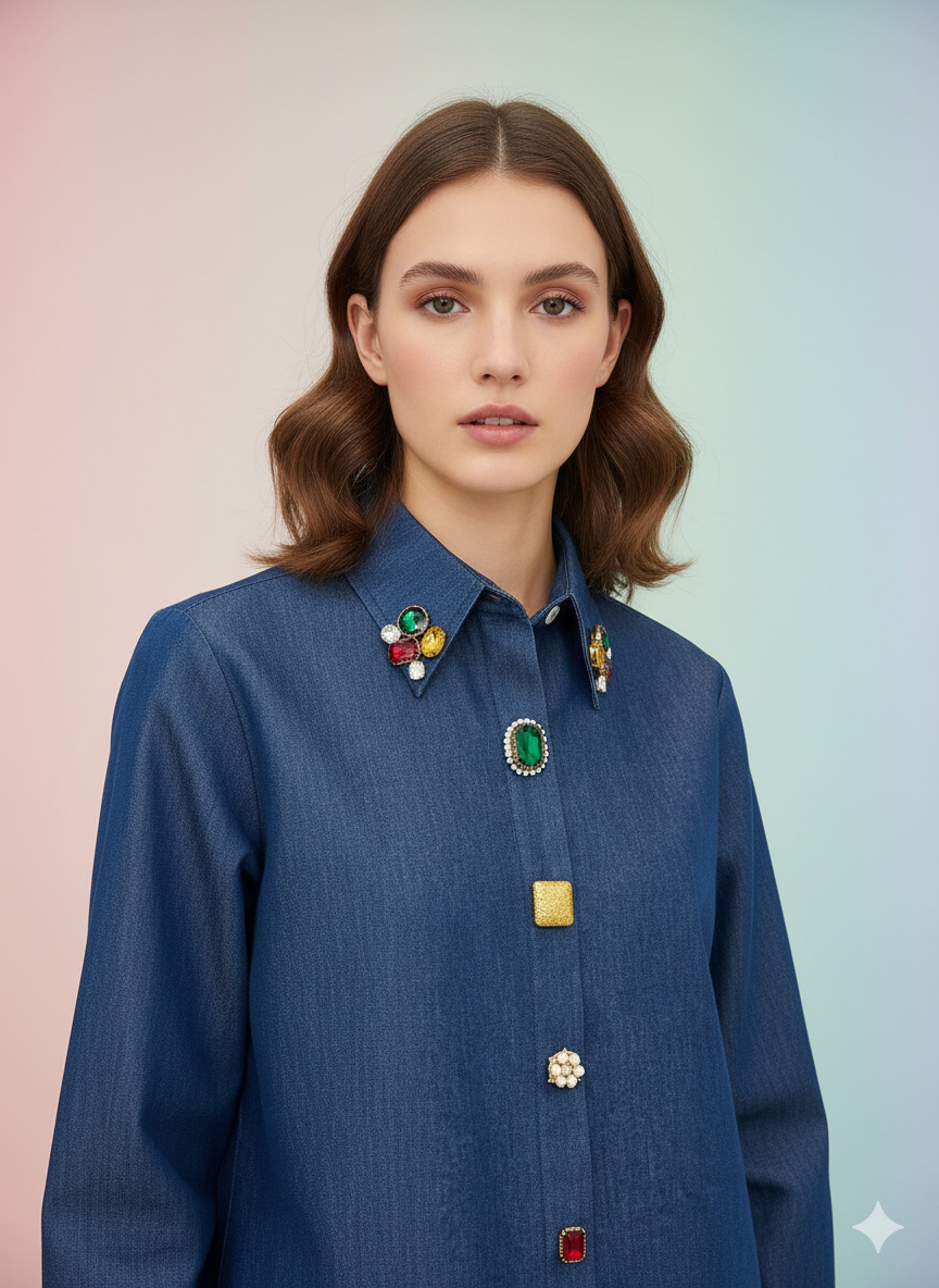 Denim Embellished Shirt