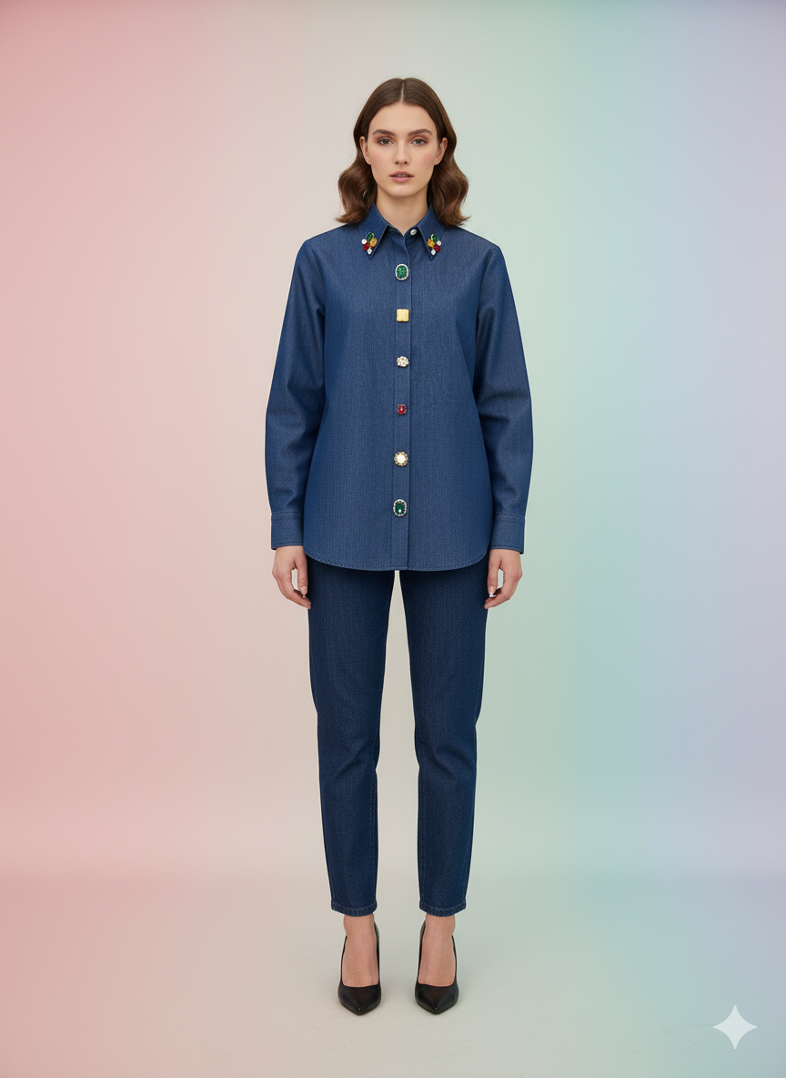 Denim Embellished Shirt