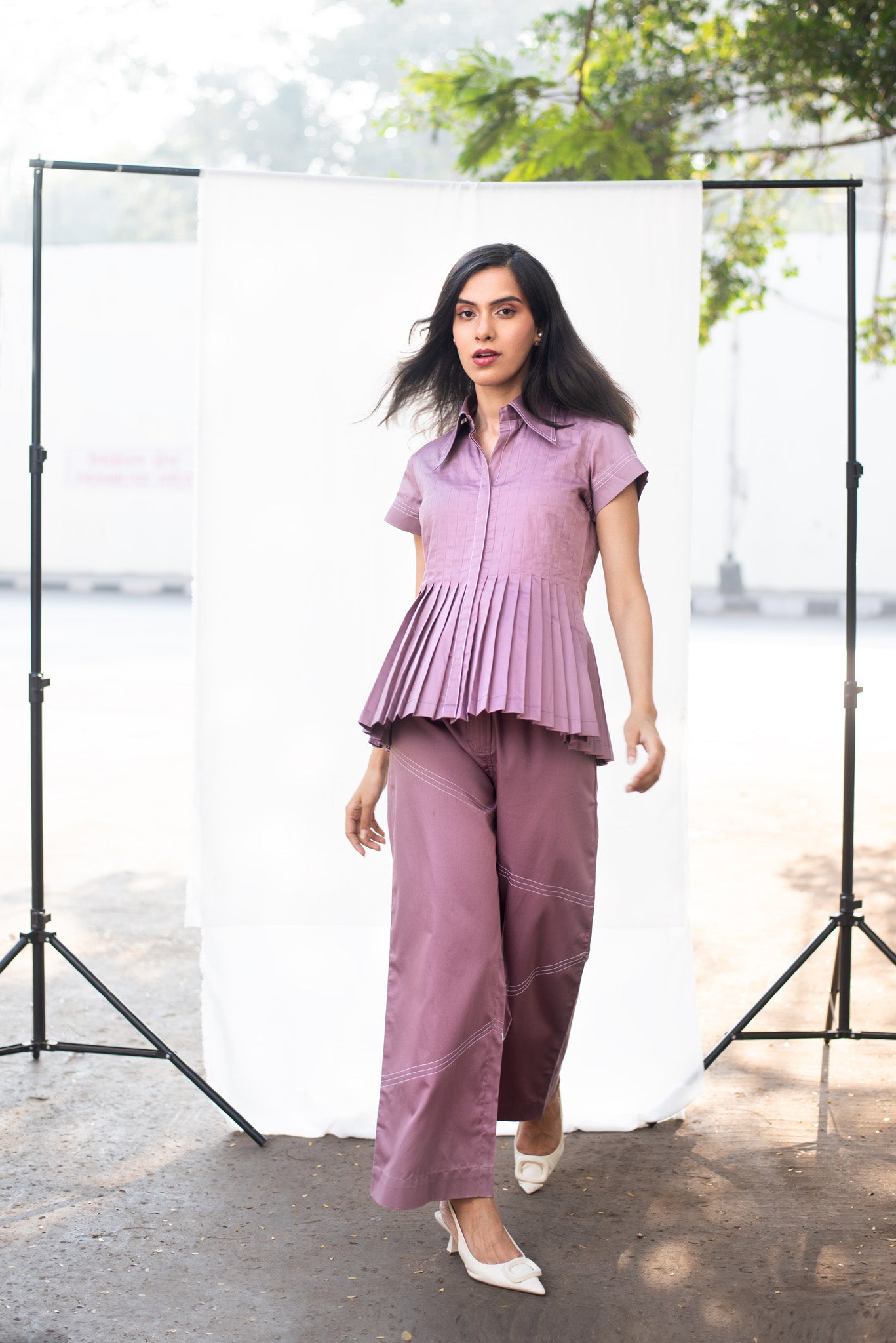 Pleat Me Up Top & Diagonal Katha Pants Set