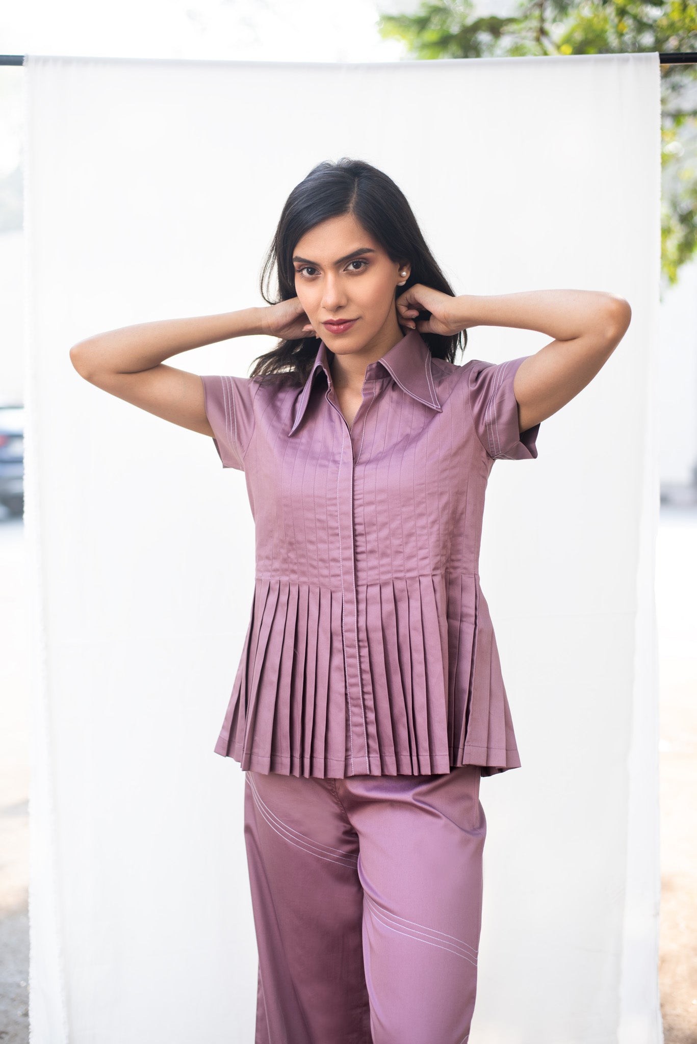 Pleat Me Up Top & Diagonal Katha Pants Set