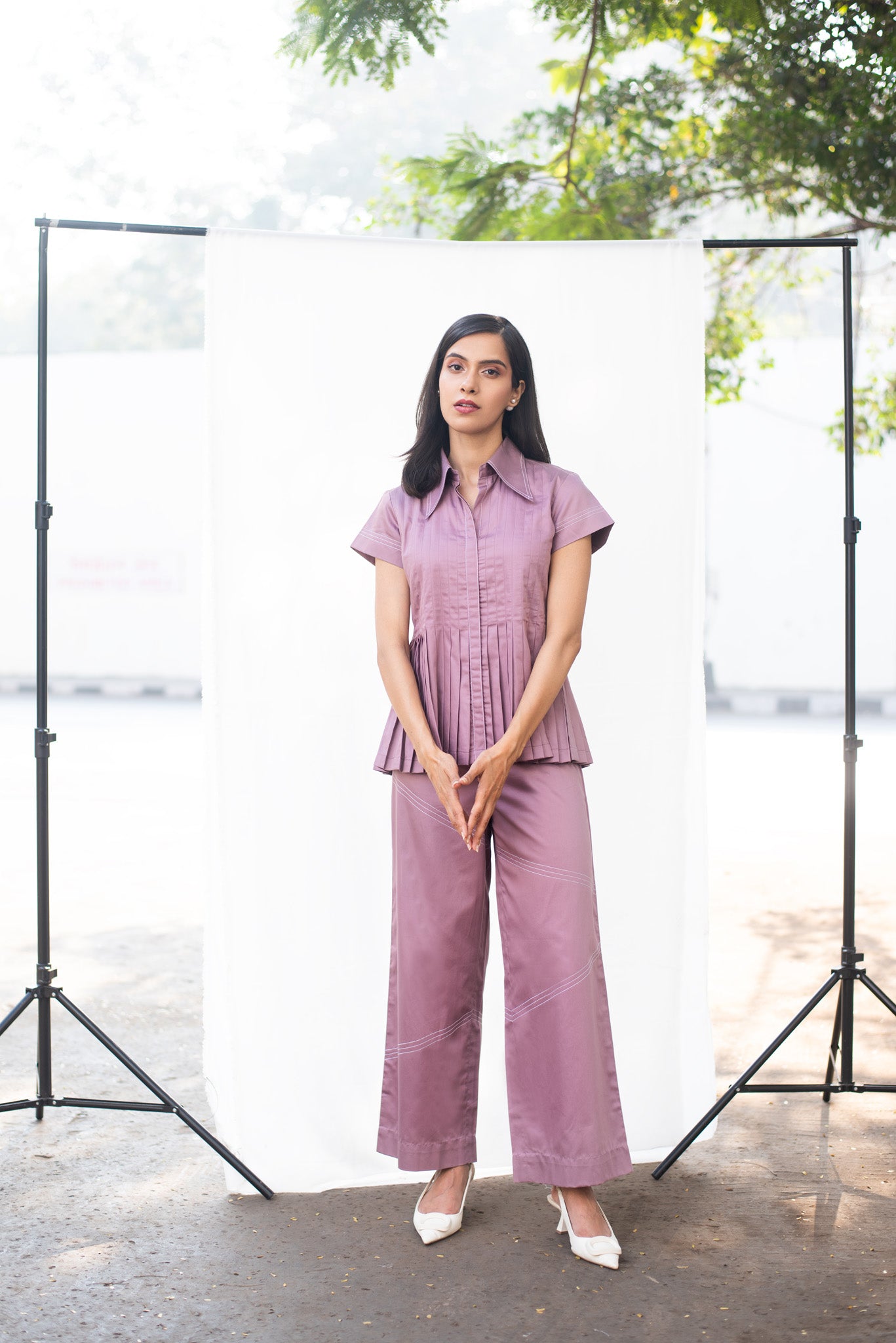 Pleat Me Up Top & Diagonal Katha Pants Set