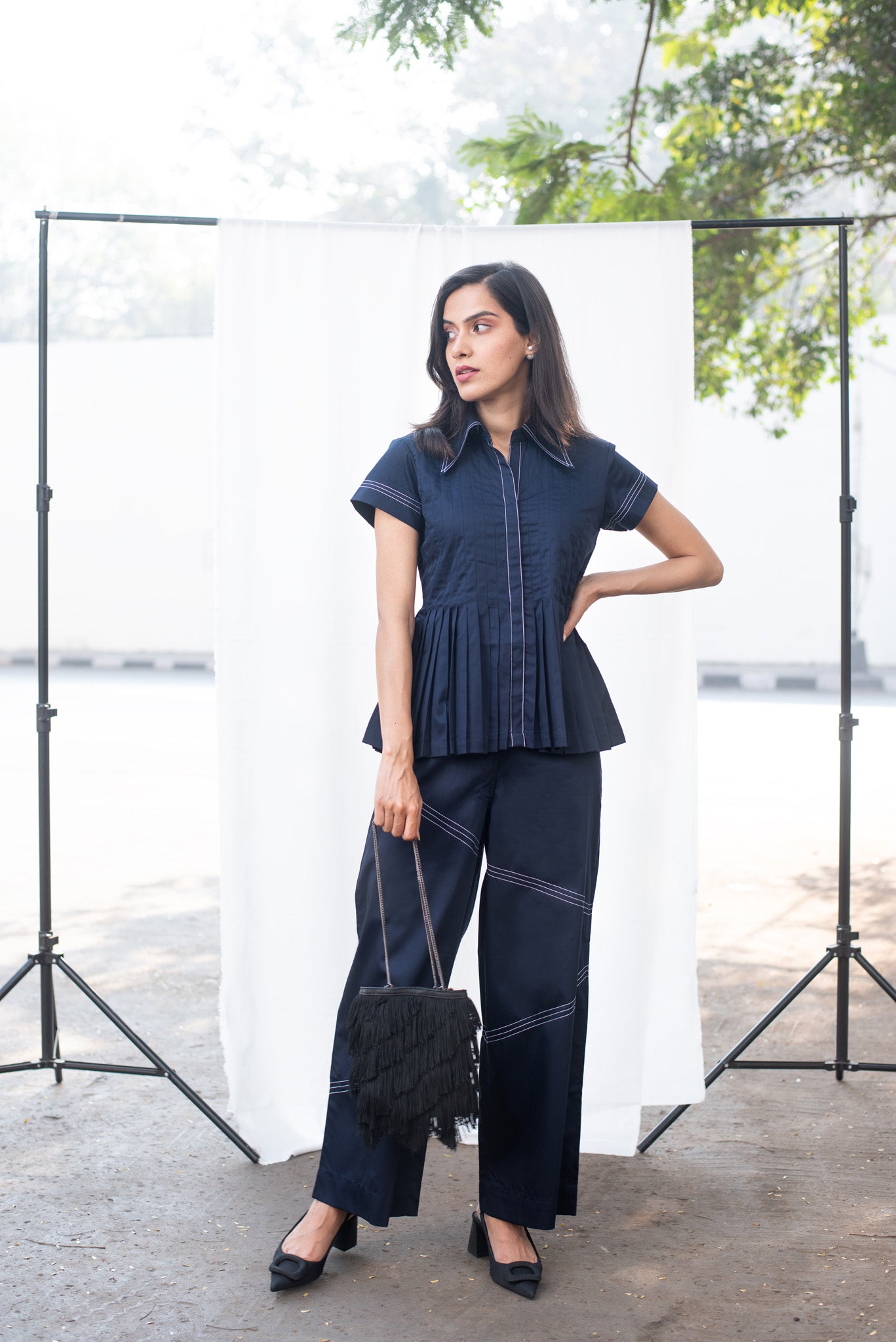 Pleat Me Up Top & Diagonal Katha Pants Set