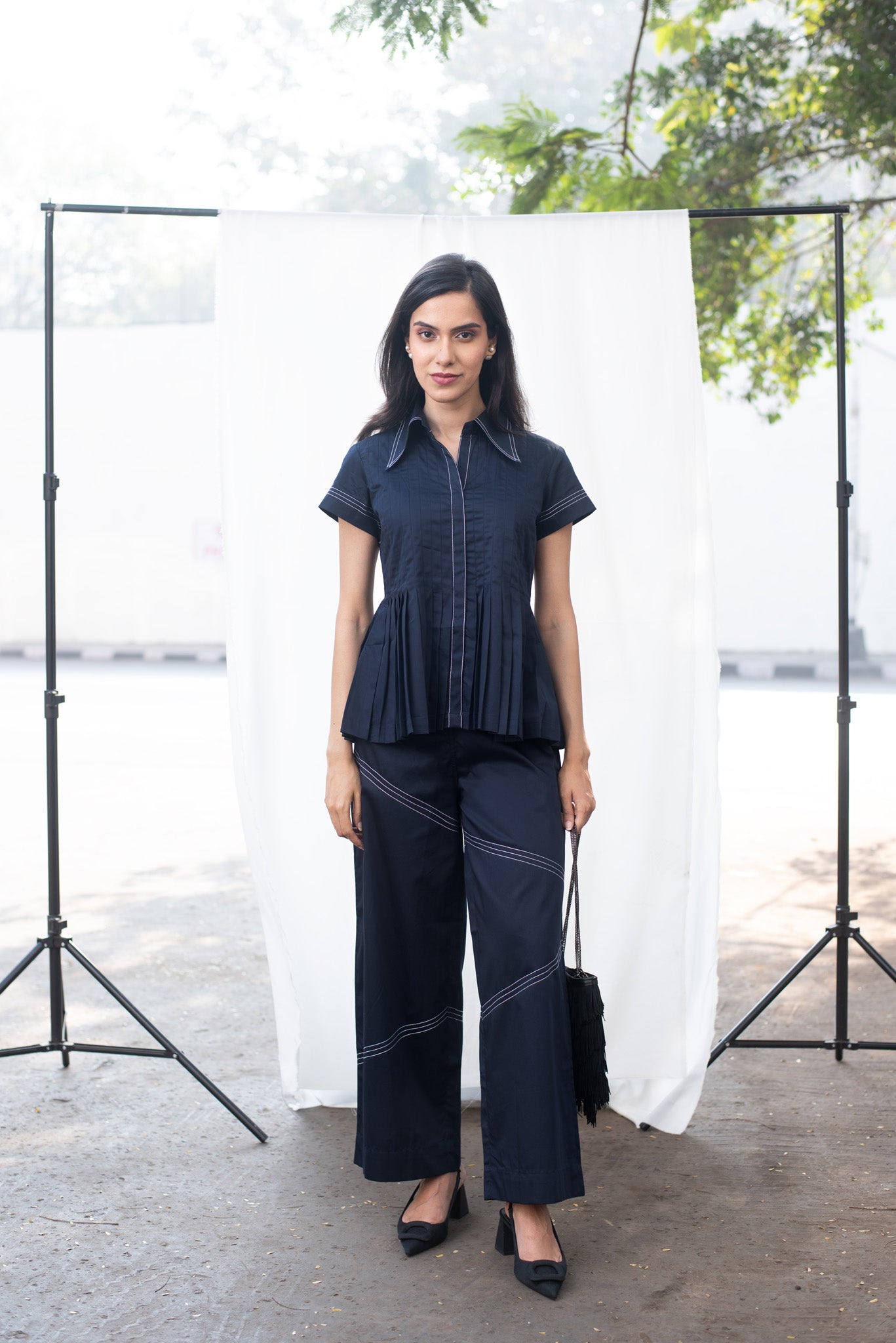 Pleat Me Up Top & Diagonal Katha Pants Set