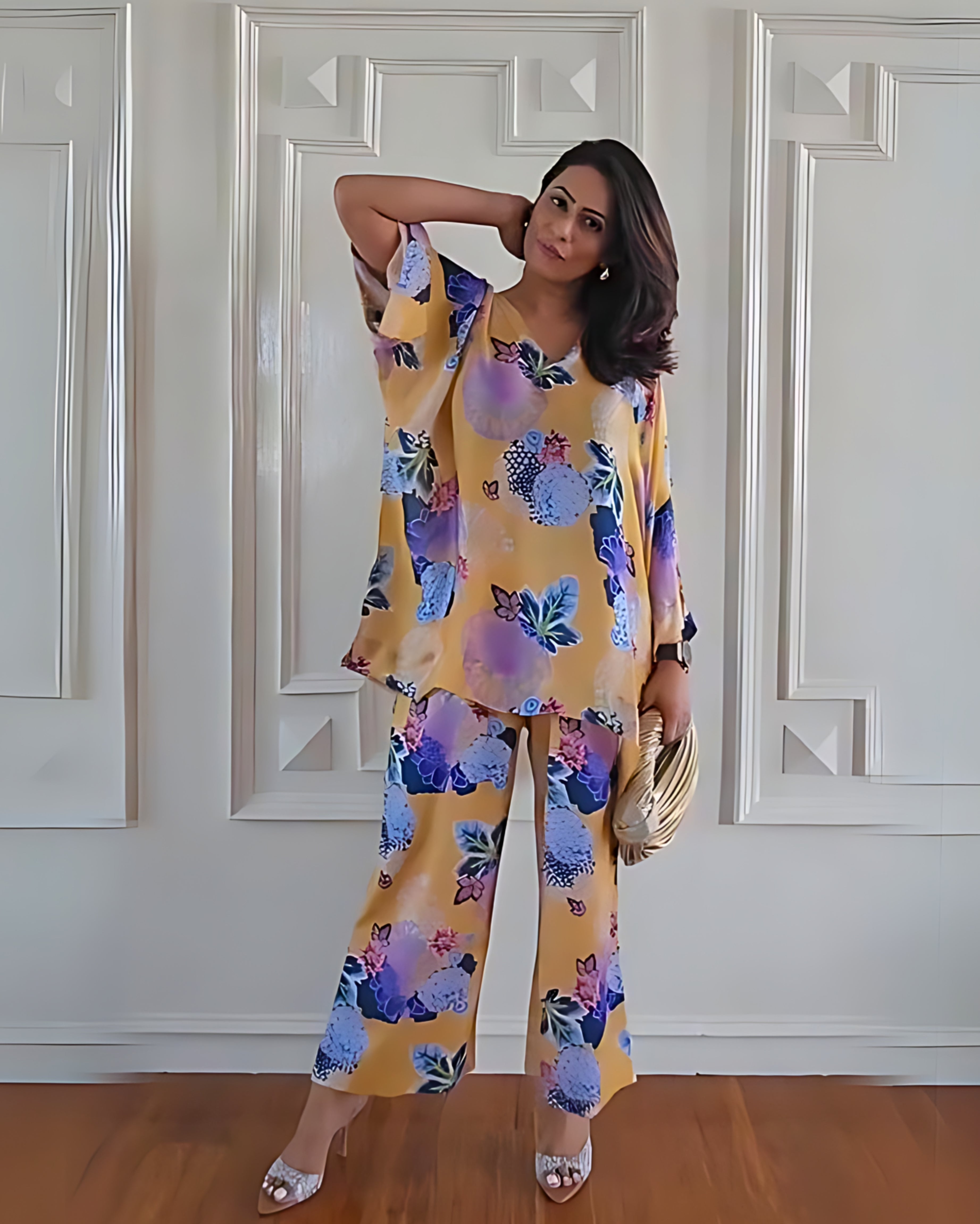 Yellow Printed Alice Shirt & Pant Co-Ord Set