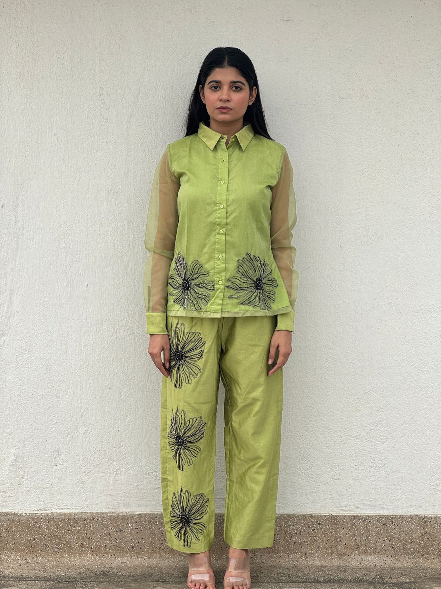 Verdant Blossom Organza Co-ord Set