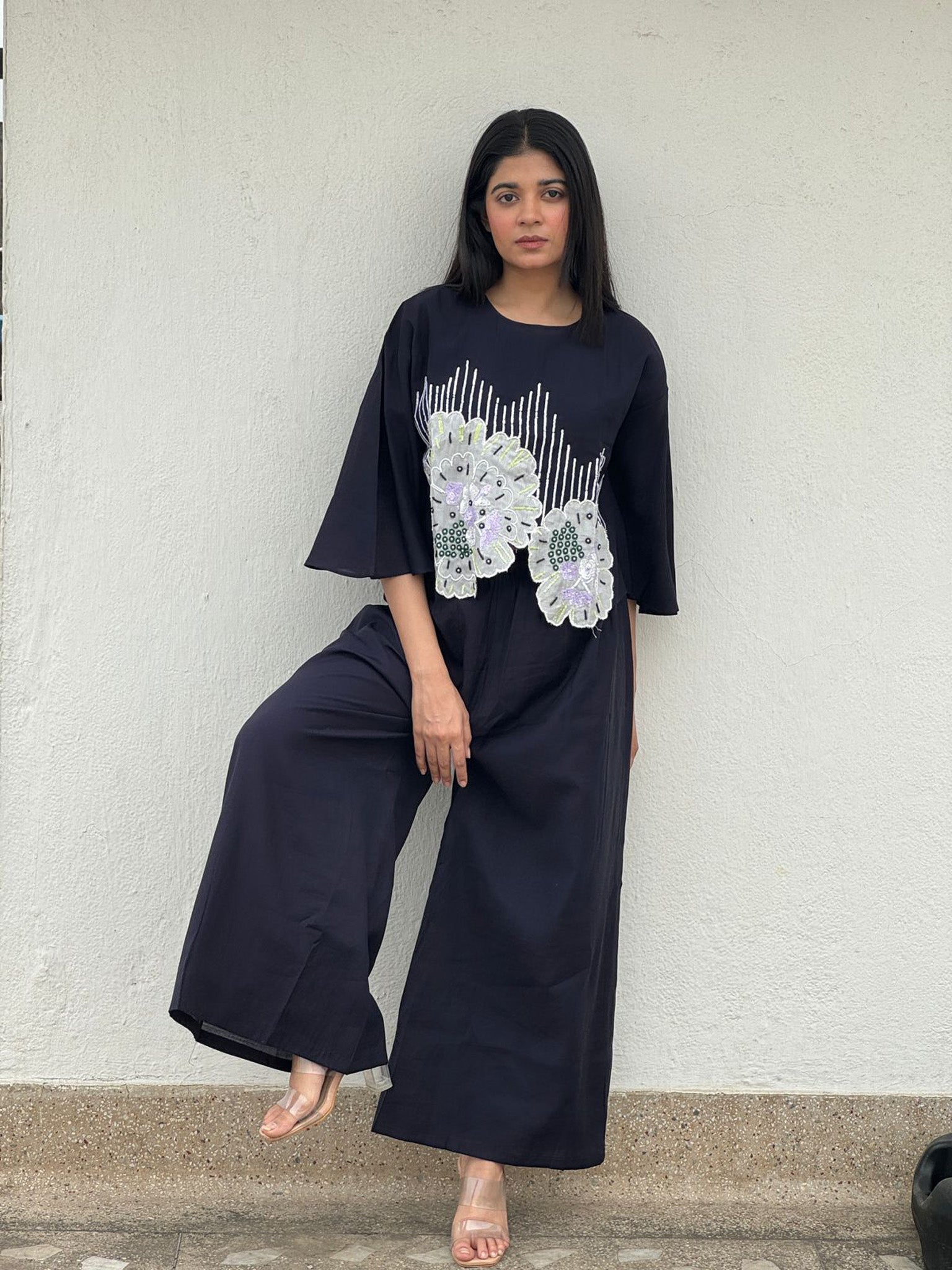 Midnight Bloom Silk Co-ord Set