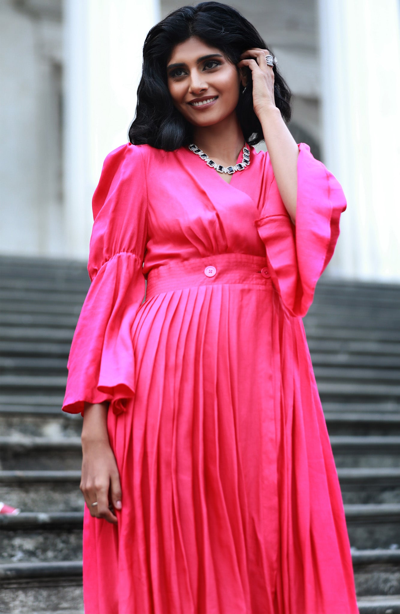 Deep Pink Overlay Dress