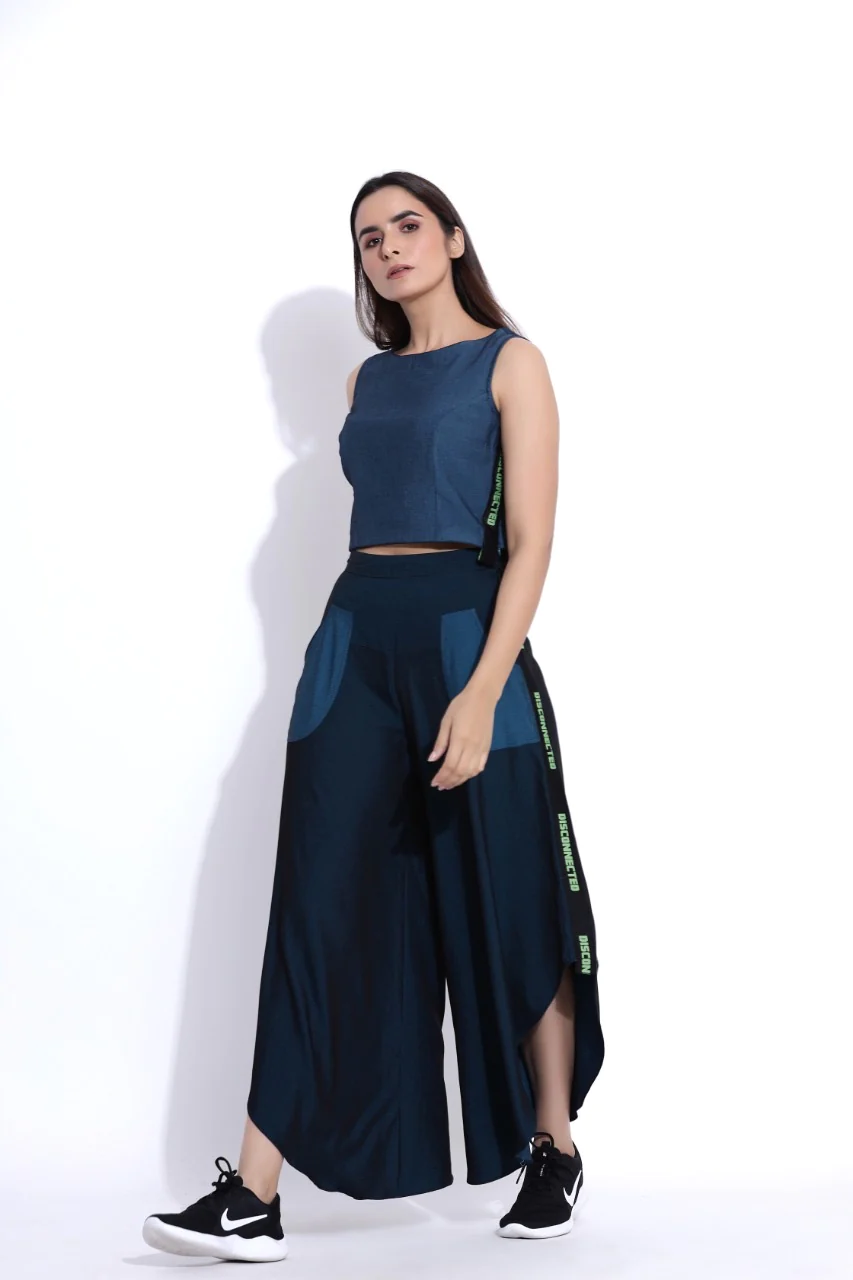 Disconnected Flare pants and crop top set