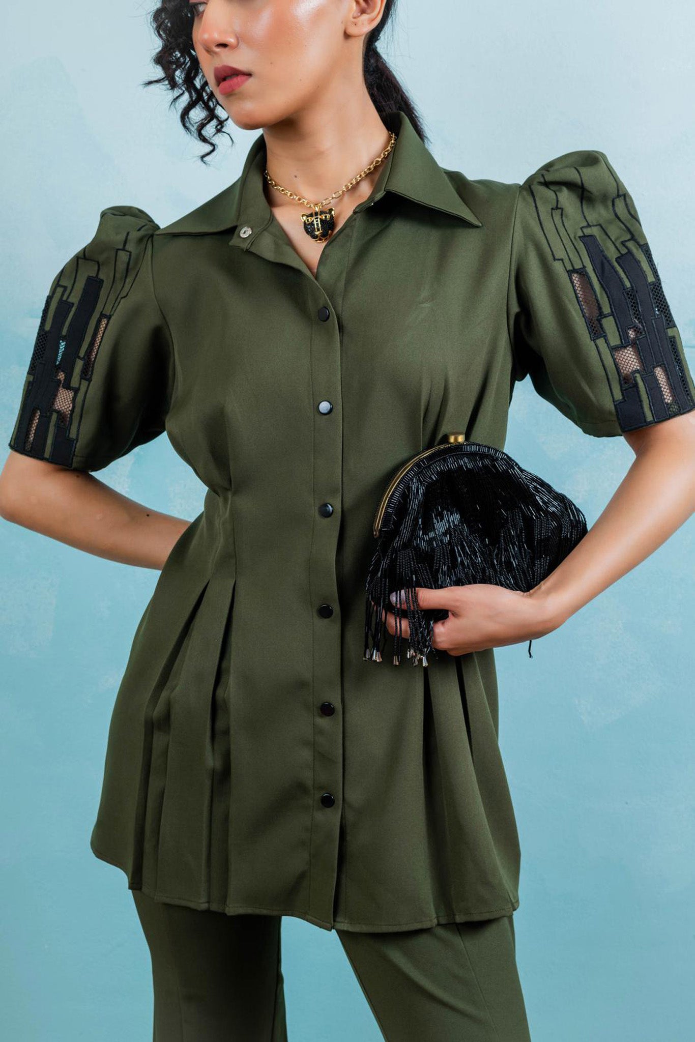 Dubpleat Co-ord Set (Olive Green)