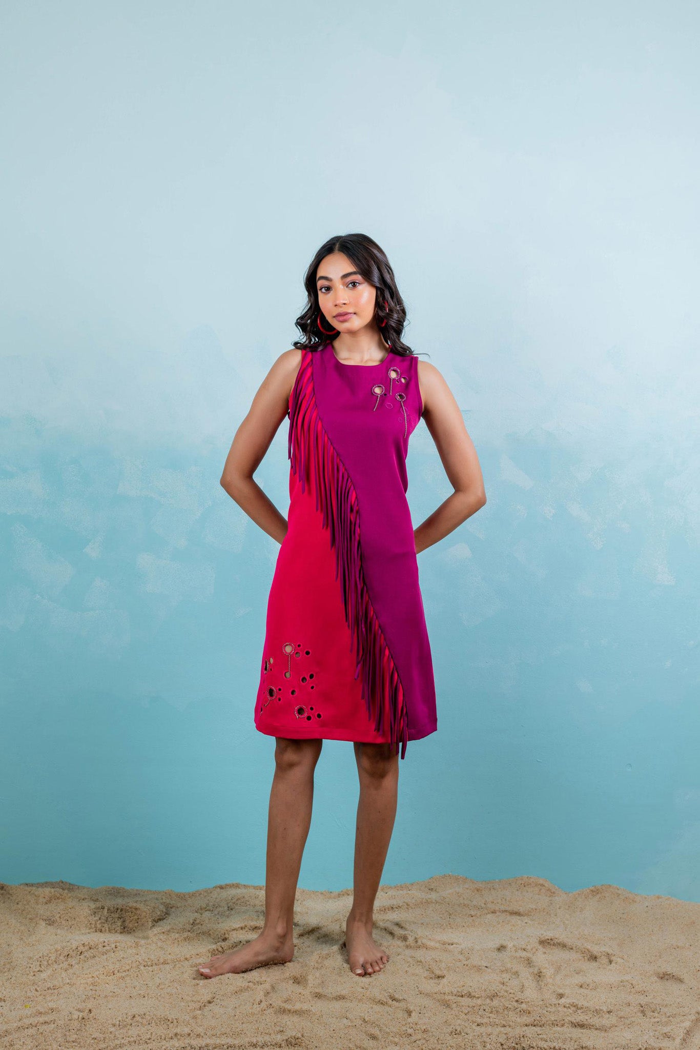 Frid Dress (Hot Pink & Wine)