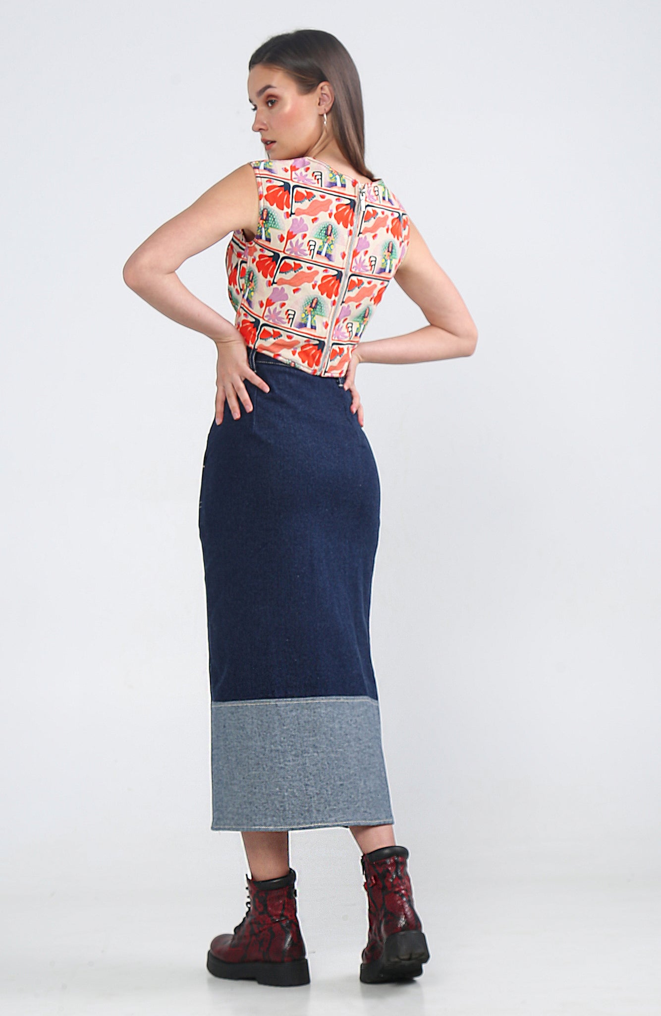 Navy Blue Off Center Skirt