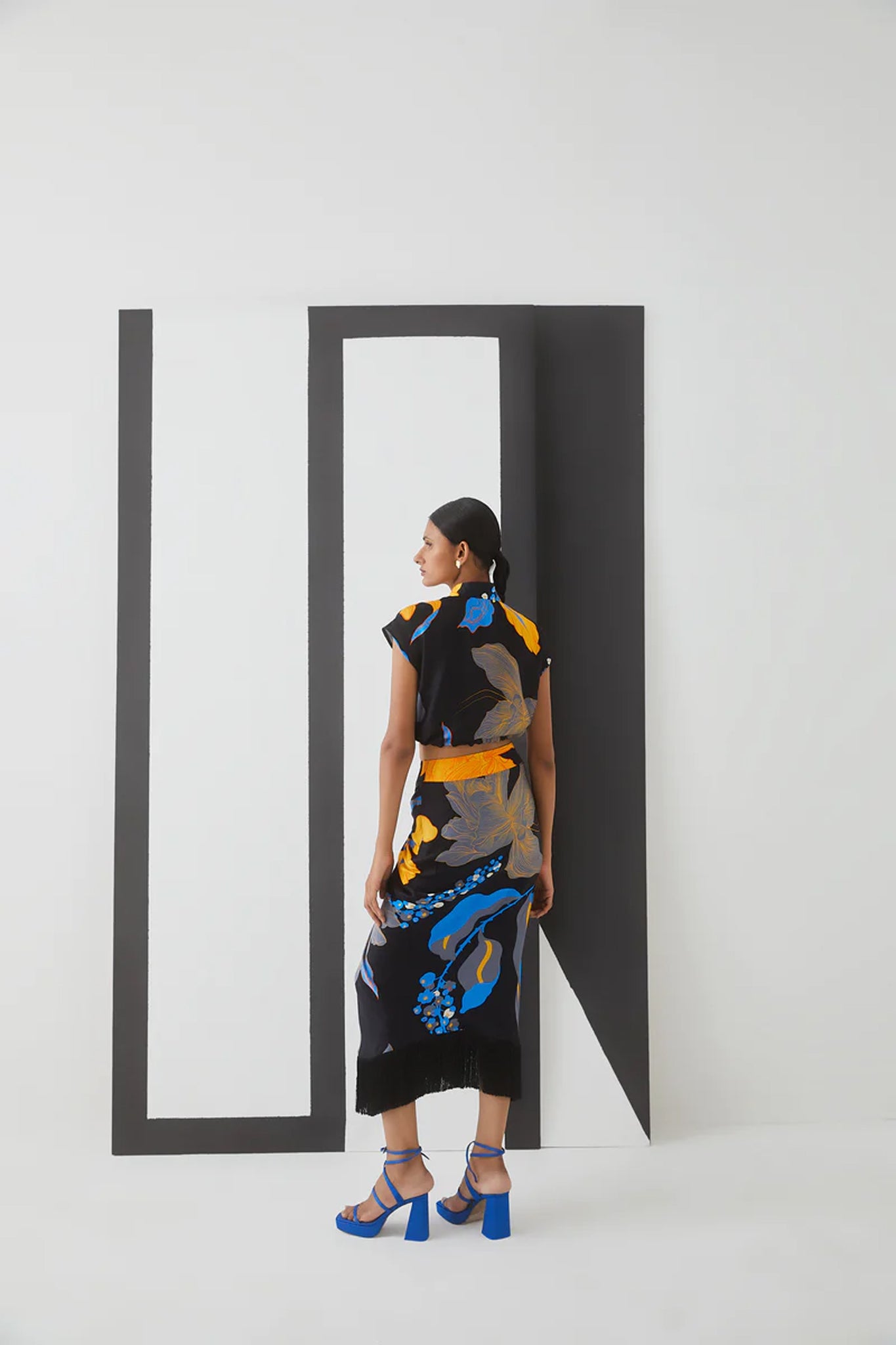 Starry Night Crop Top and Draped Skirt Co-ord